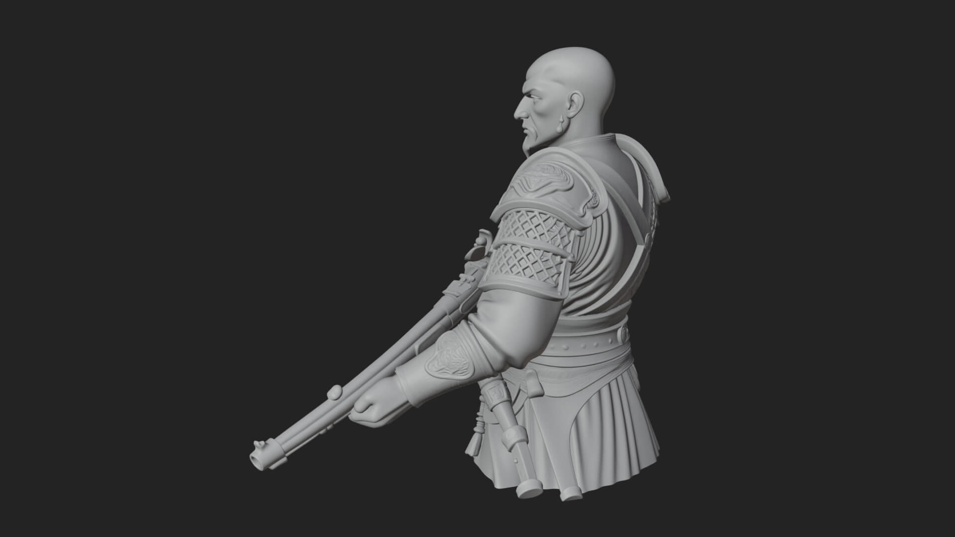 Robed Marksman with Musket Statue Design 3 3D Print Model 3D Model