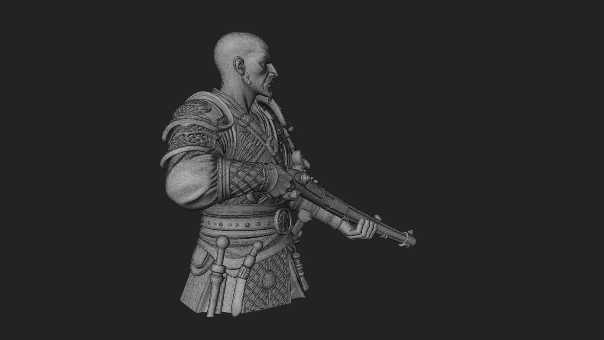 Robed Marksman with Musket Statue Design 3 3D Print Model 3D Model