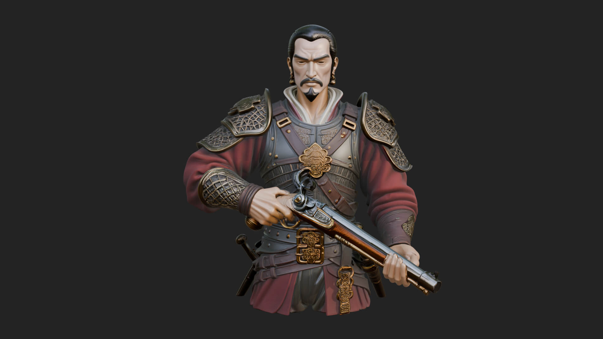 Robed Marksman with Musket Statue Design 4 3D Print Model 3D Model