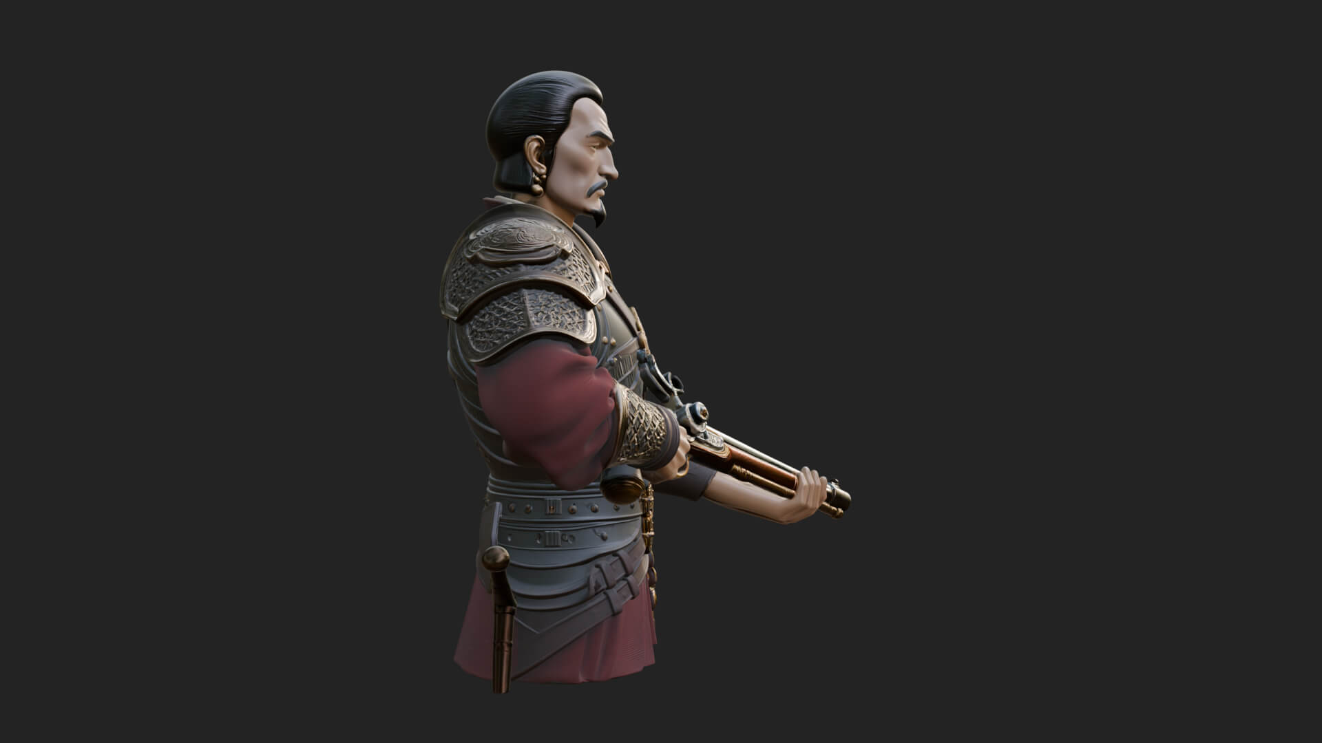 Robed Marksman with Musket Statue Design 4 3D Print Model 3D Model