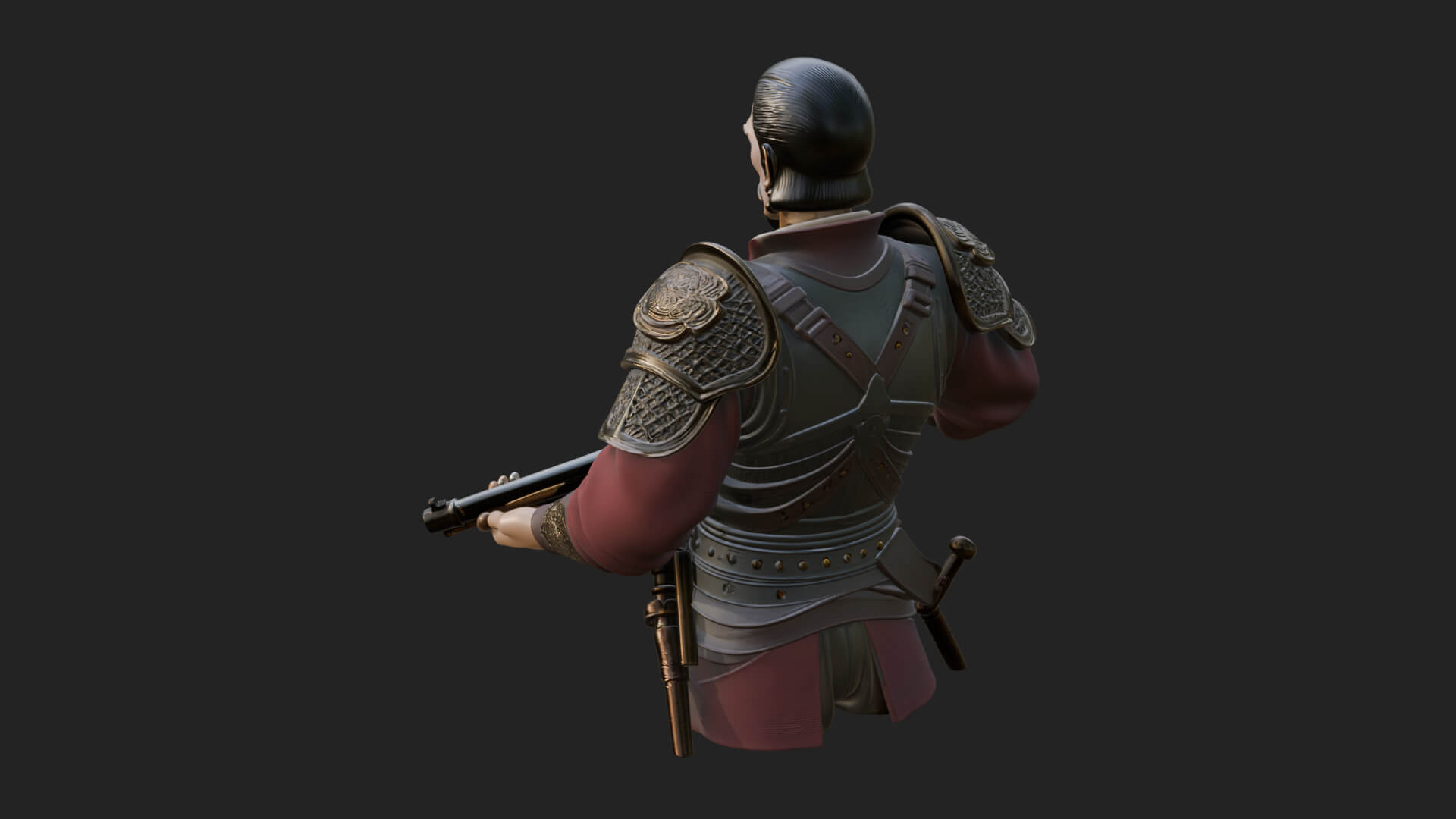 Robed Marksman with Musket Statue Design 4 3D Print Model 3D Model