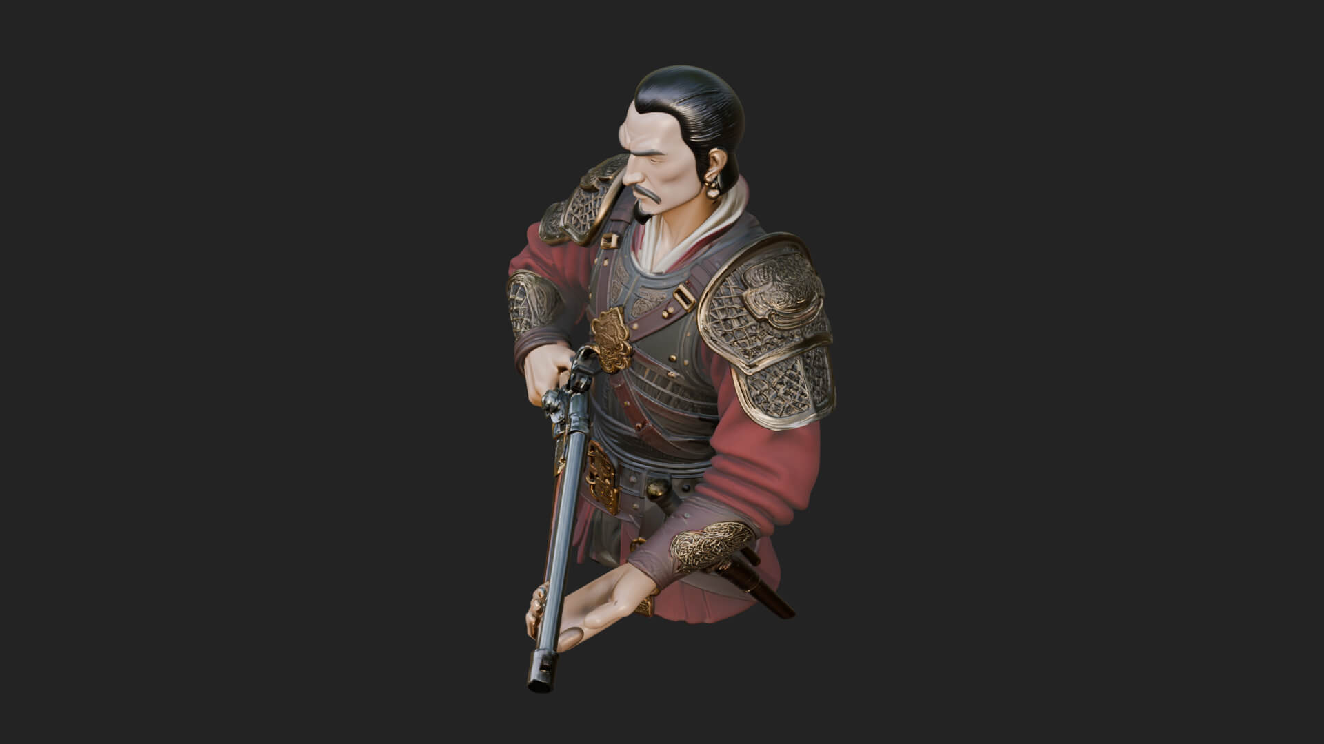 Robed Marksman with Musket Statue Design 4 3D Print Model 3D Model