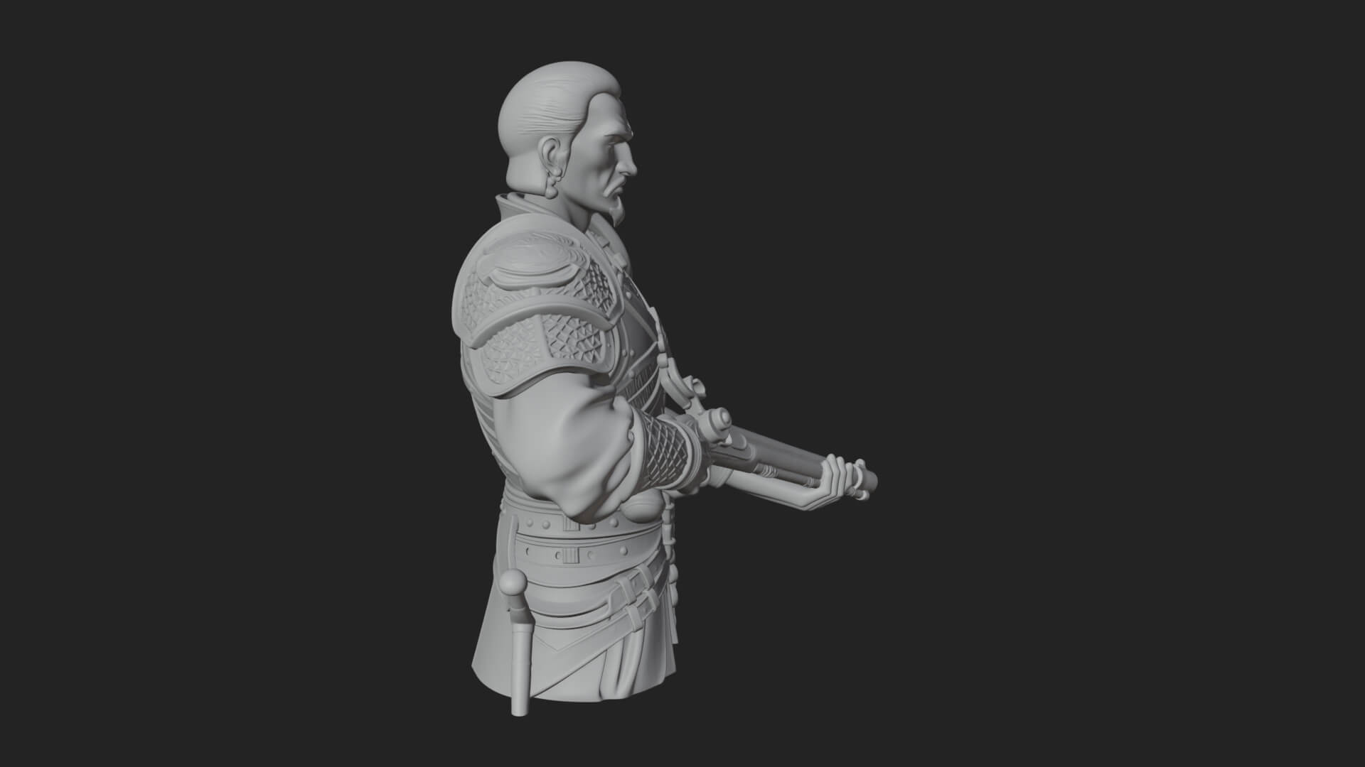 Robed Marksman with Musket Statue Design 4 3D Print Model 3D Model