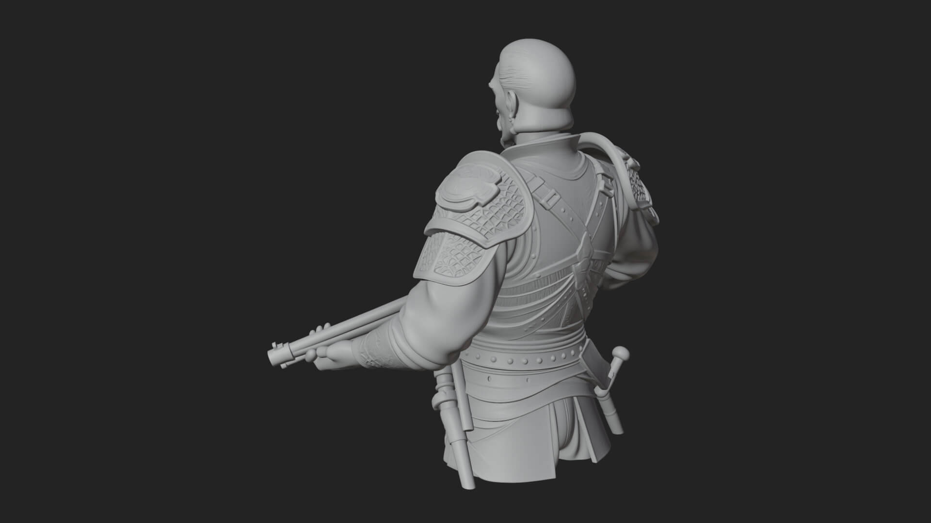 Robed Marksman with Musket Statue Design 4 3D Print Model 3D Model