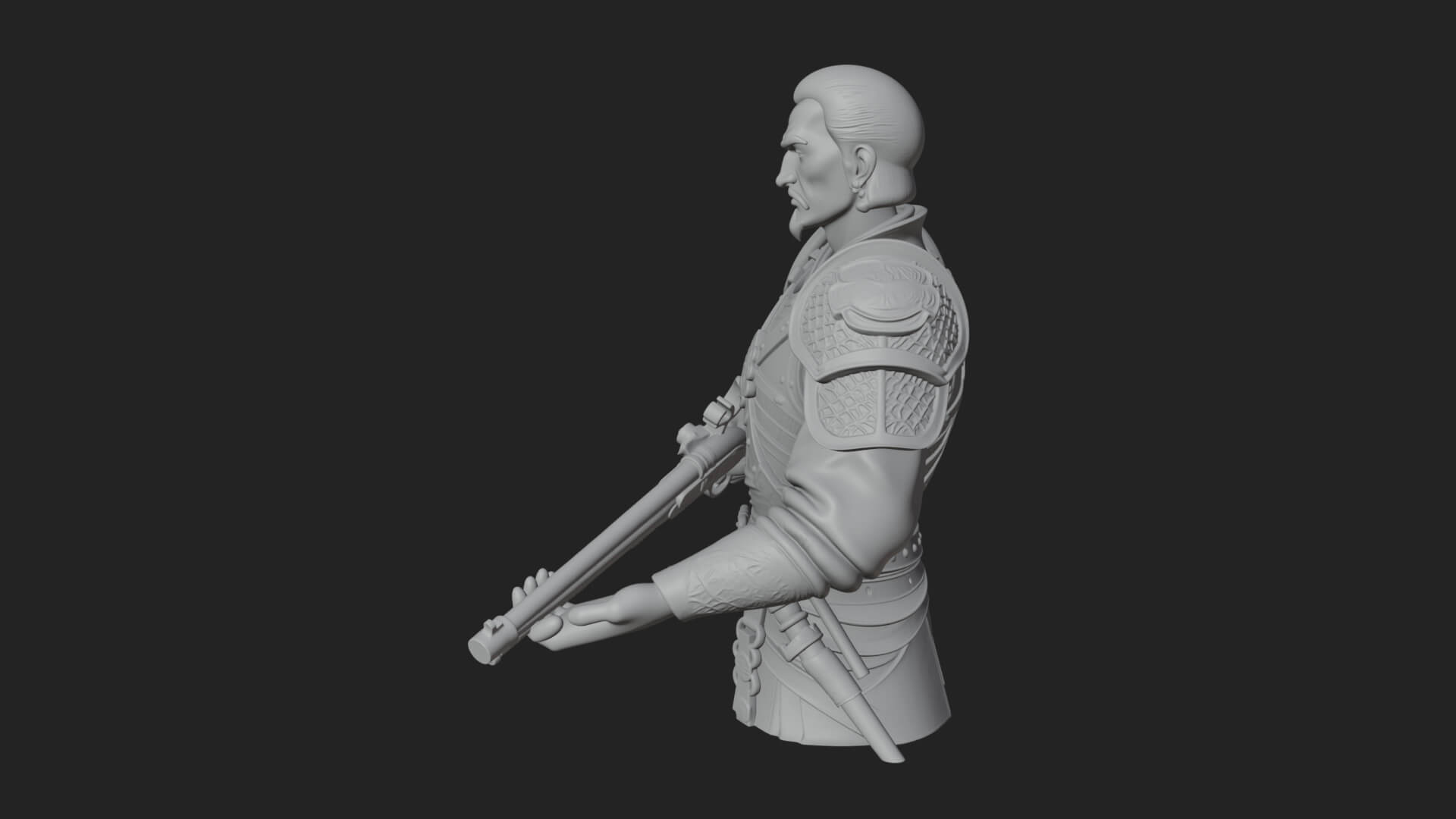 Robed Marksman with Musket Statue Design 4 3D Print Model 3D Model