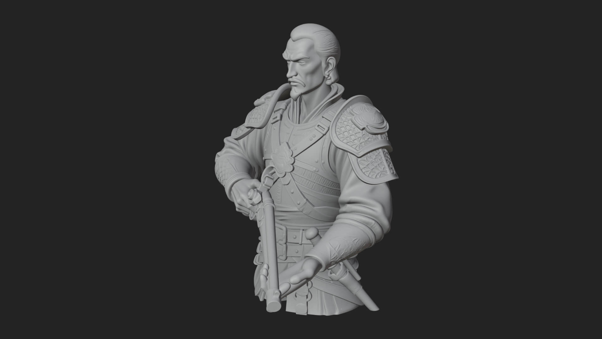 Robed Marksman with Musket Statue Design 4 3D Print Model 3D Model