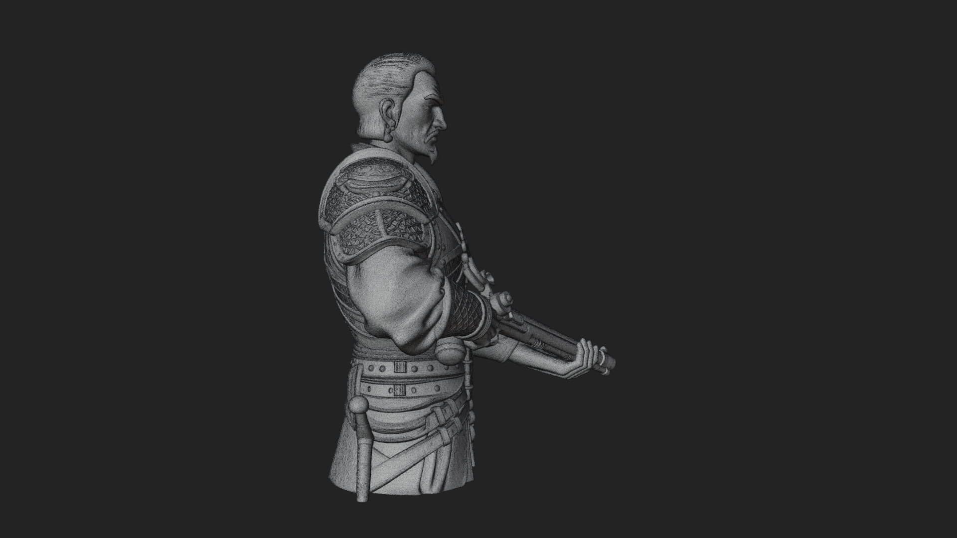 Robed Marksman with Musket Statue Design 4 3D Print Model 3D Model