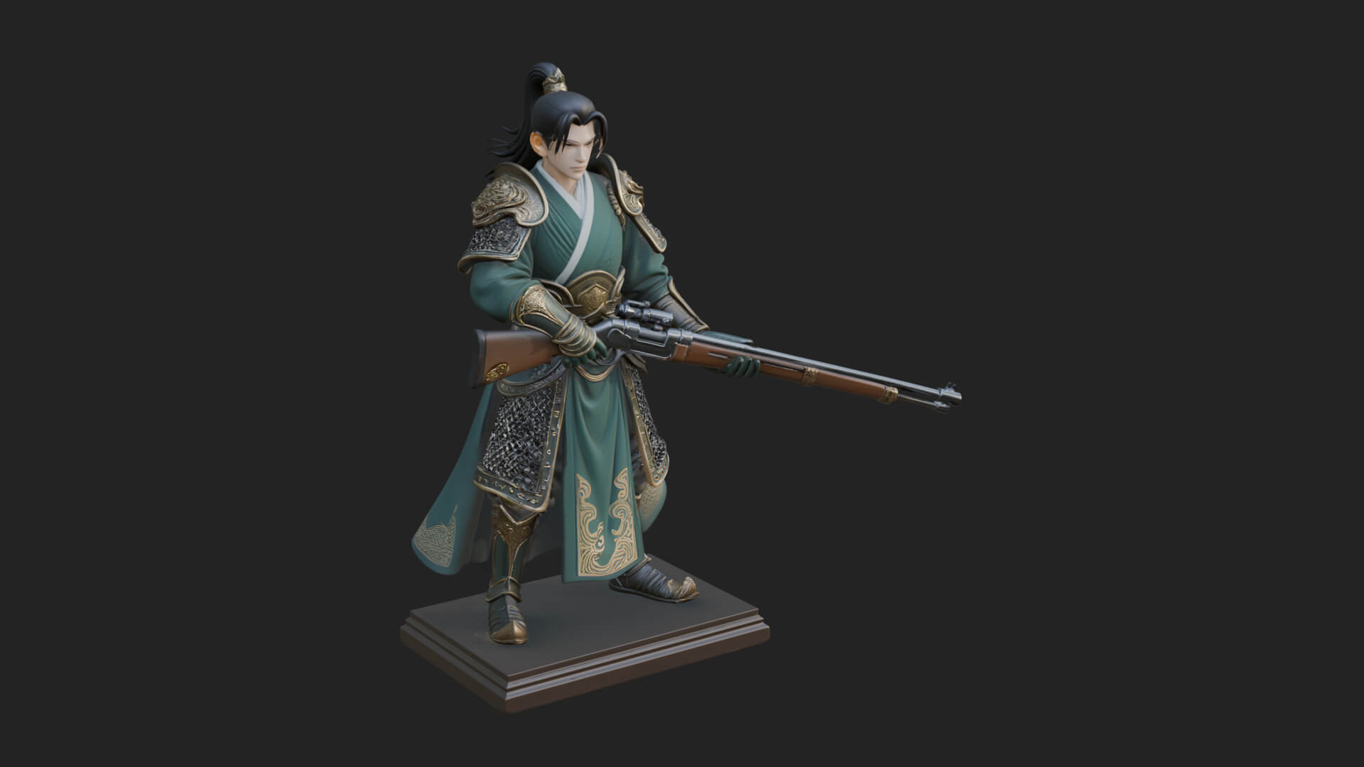 Robed Marksman with Musket Statue Design 5 3D Print Model 3D Model