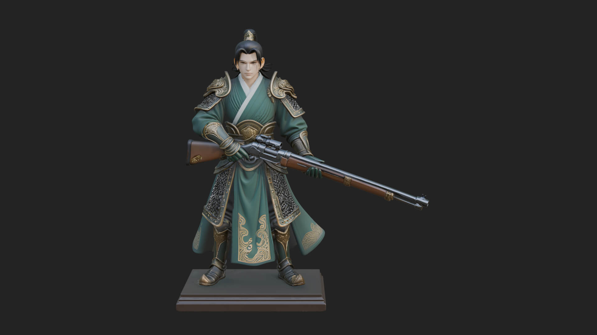 Robed Marksman with Musket Statue Design 5 3D Print Model 3D Model