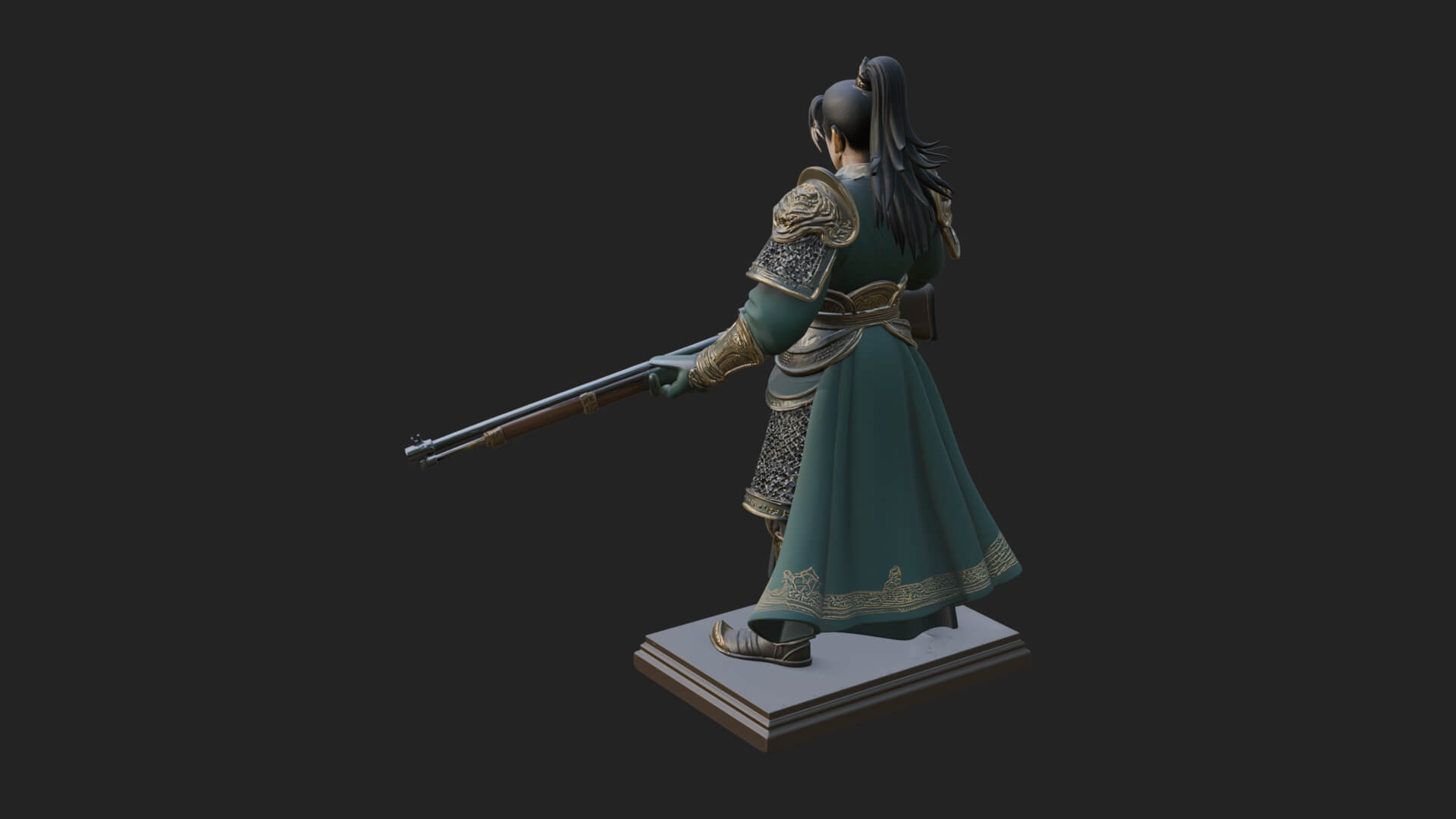Robed Marksman with Musket Statue Design 5 3D Print Model 3D Model