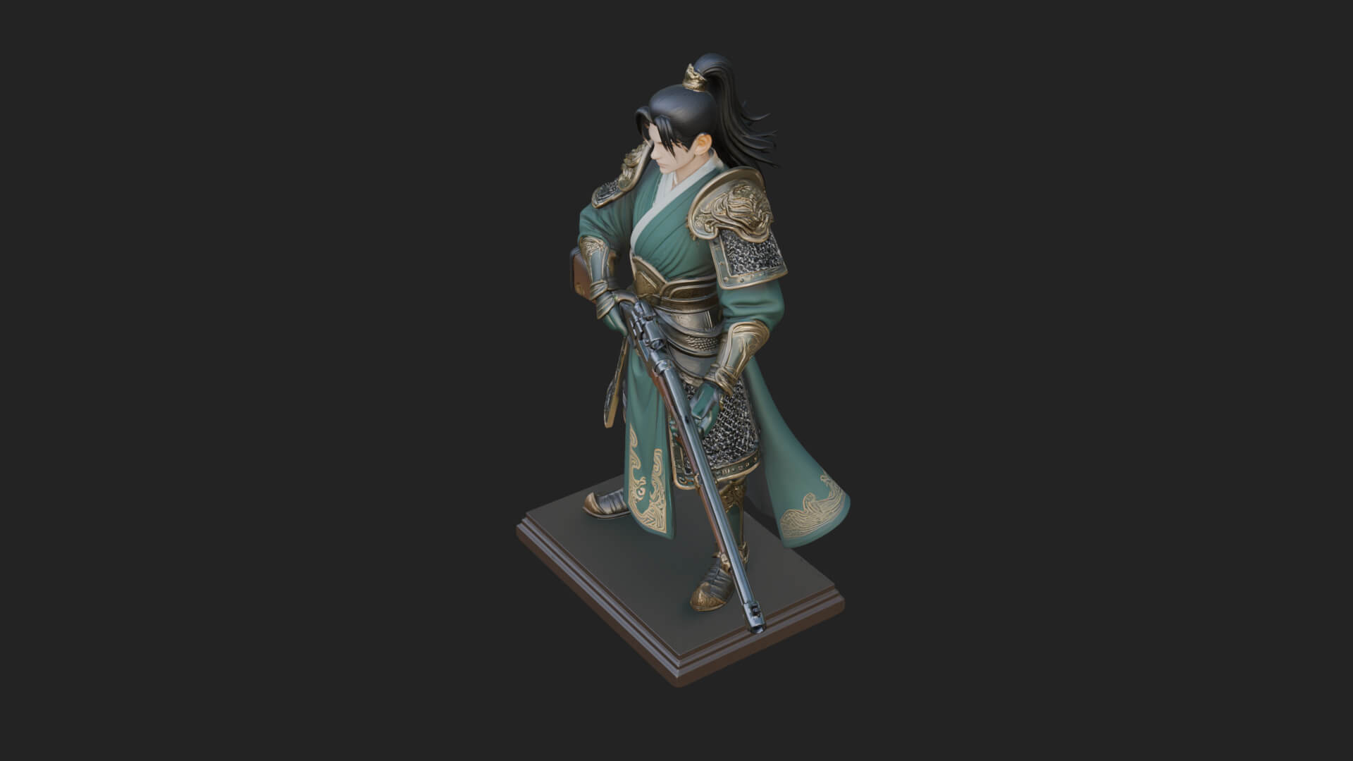 Robed Marksman with Musket Statue Design 5 3D Print Model 3D Model