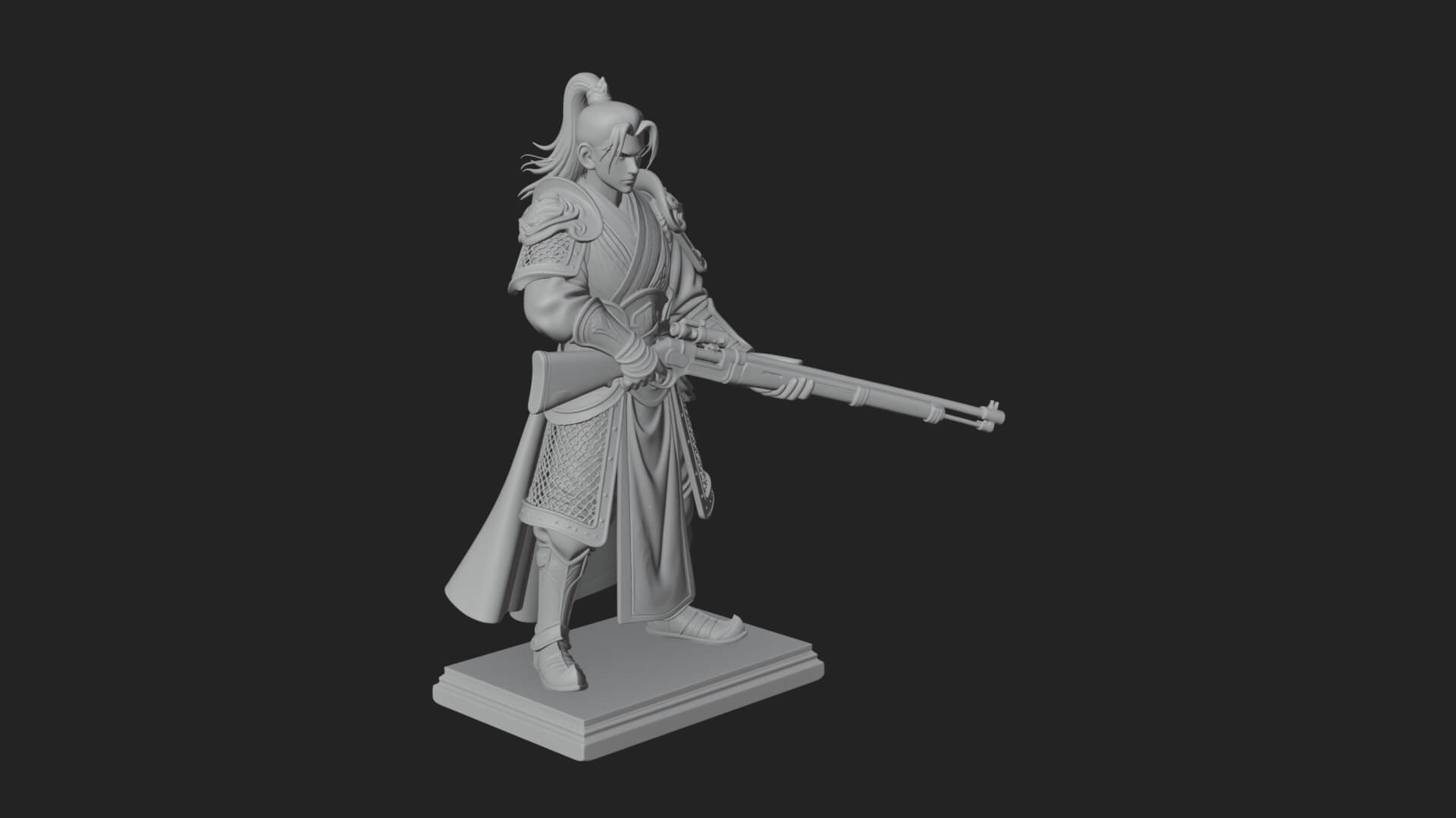 Robed Marksman with Musket Statue Design 5 3D Print Model 3D Model