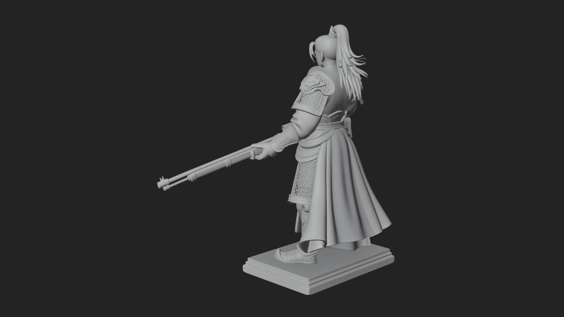 Robed Marksman with Musket Statue Design 5 3D Print Model 3D Model