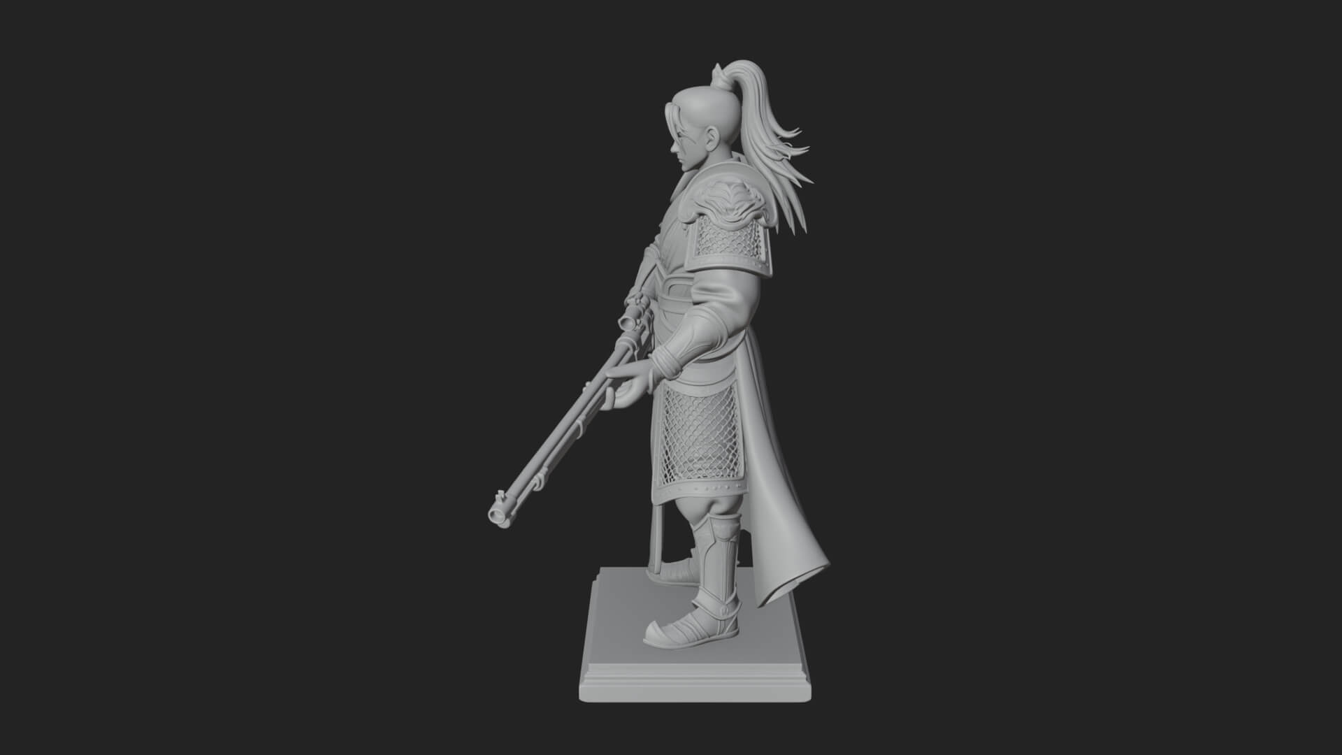 Robed Marksman with Musket Statue Design 5 3D Print Model 3D Model