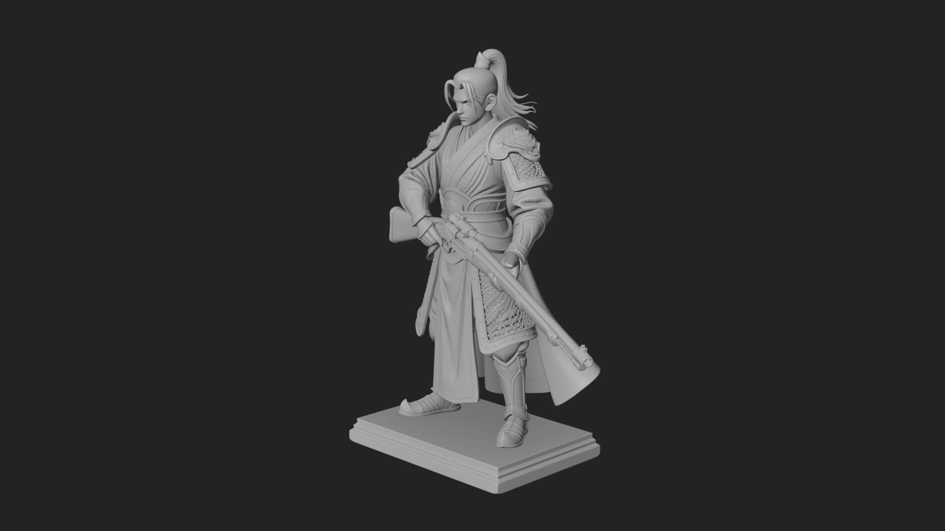 Robed Marksman with Musket Statue Design 5 3D Print Model 3D Model