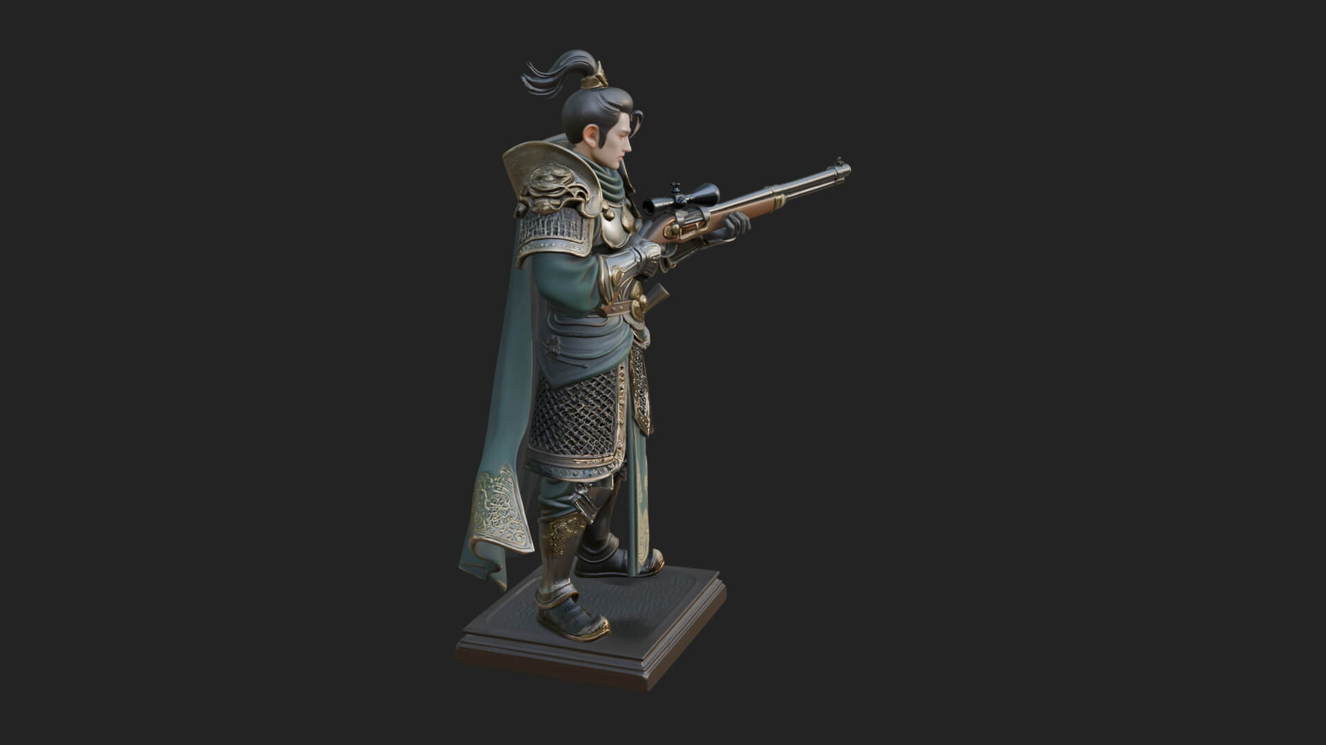 Robed Marksman with Musket Statue Design 6 3D Print Model 3D Model