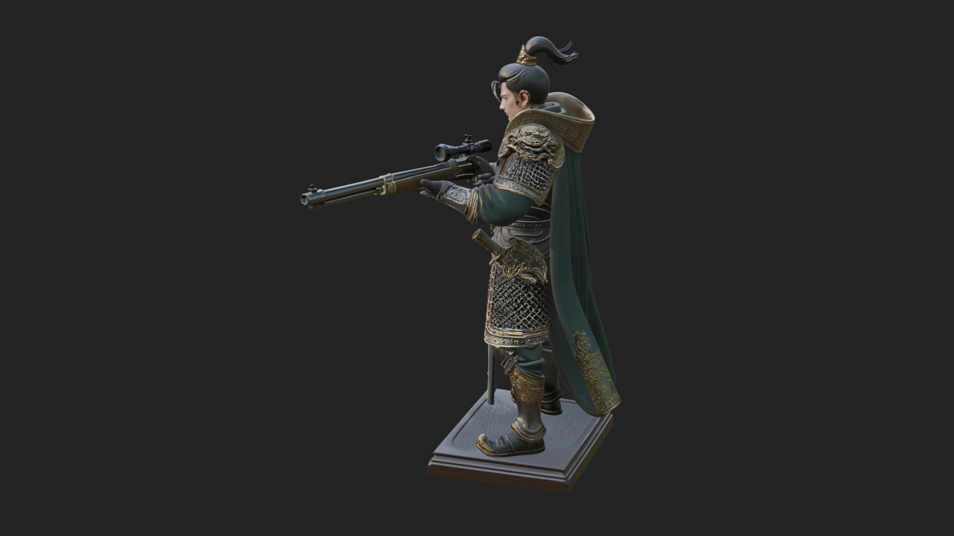 Robed Marksman with Musket Statue Design 6 3D Print Model 3D Model