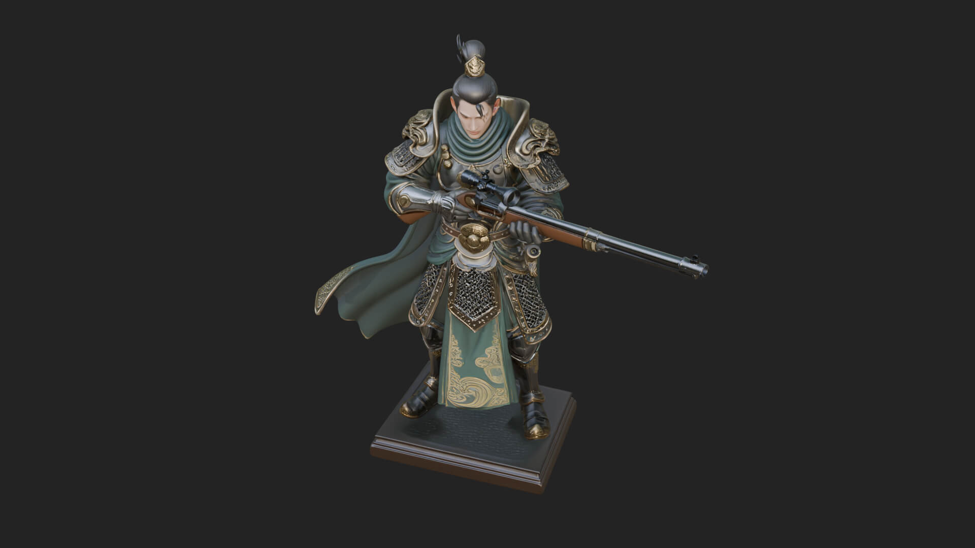 Robed Marksman with Musket Statue Design 6 3D Print Model 3D Model