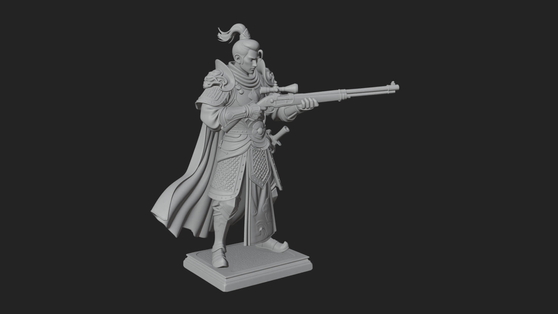 Robed Marksman with Musket Statue Design 6 3D Print Model 3D Model