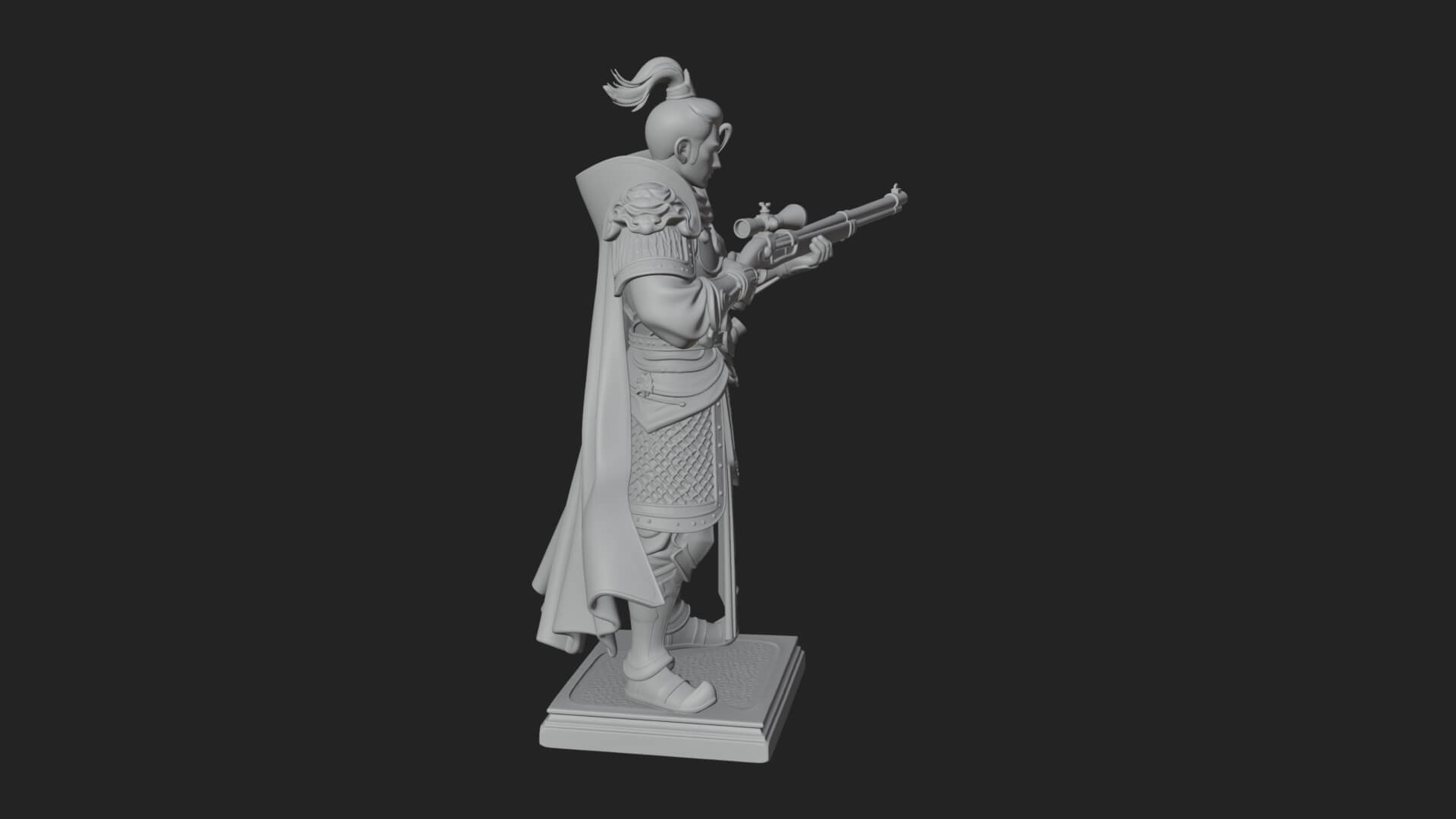Robed Marksman with Musket Statue Design 6 3D Print Model 3D Model