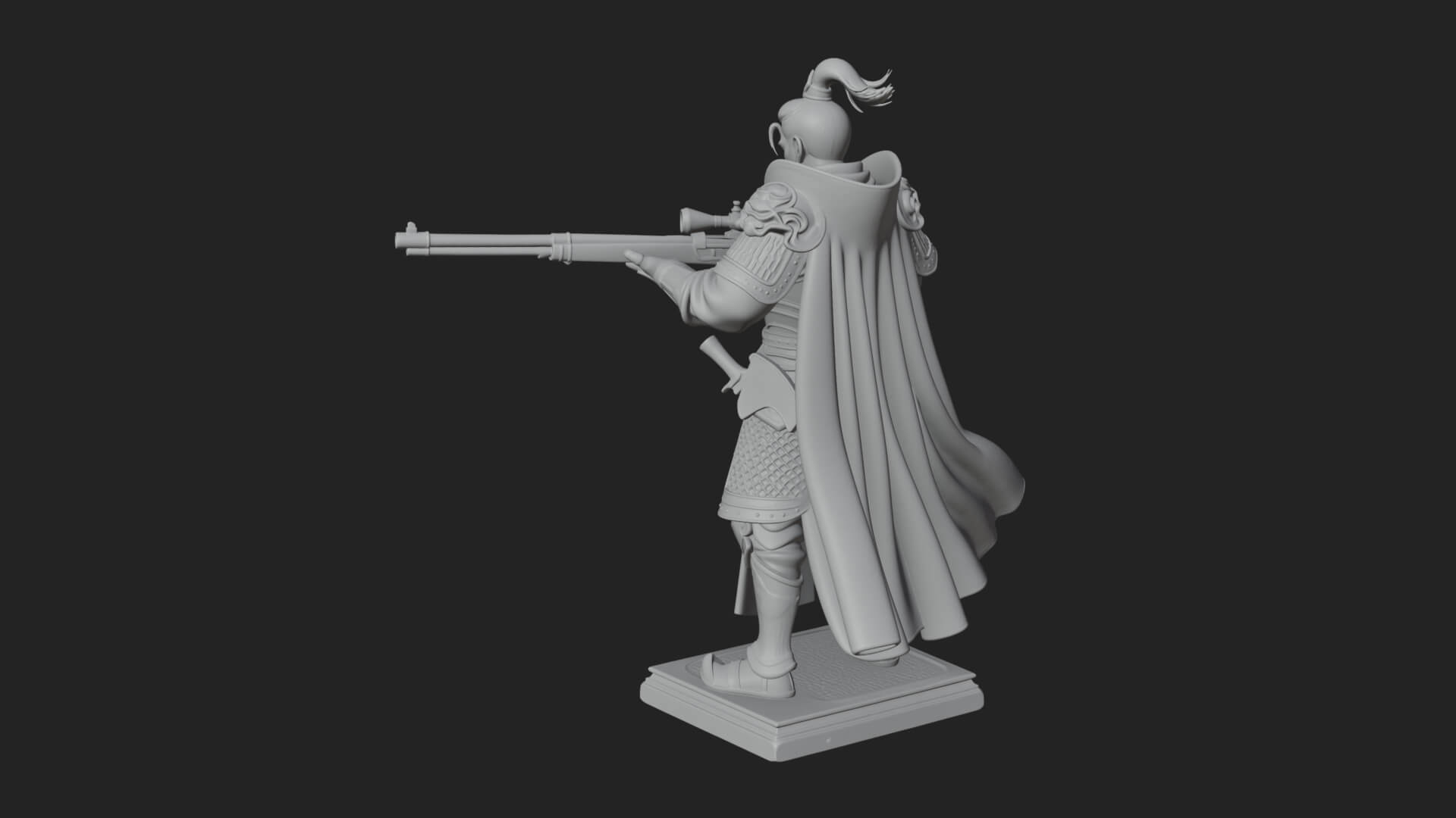 Robed Marksman with Musket Statue Design 6 3D Print Model 3D Model