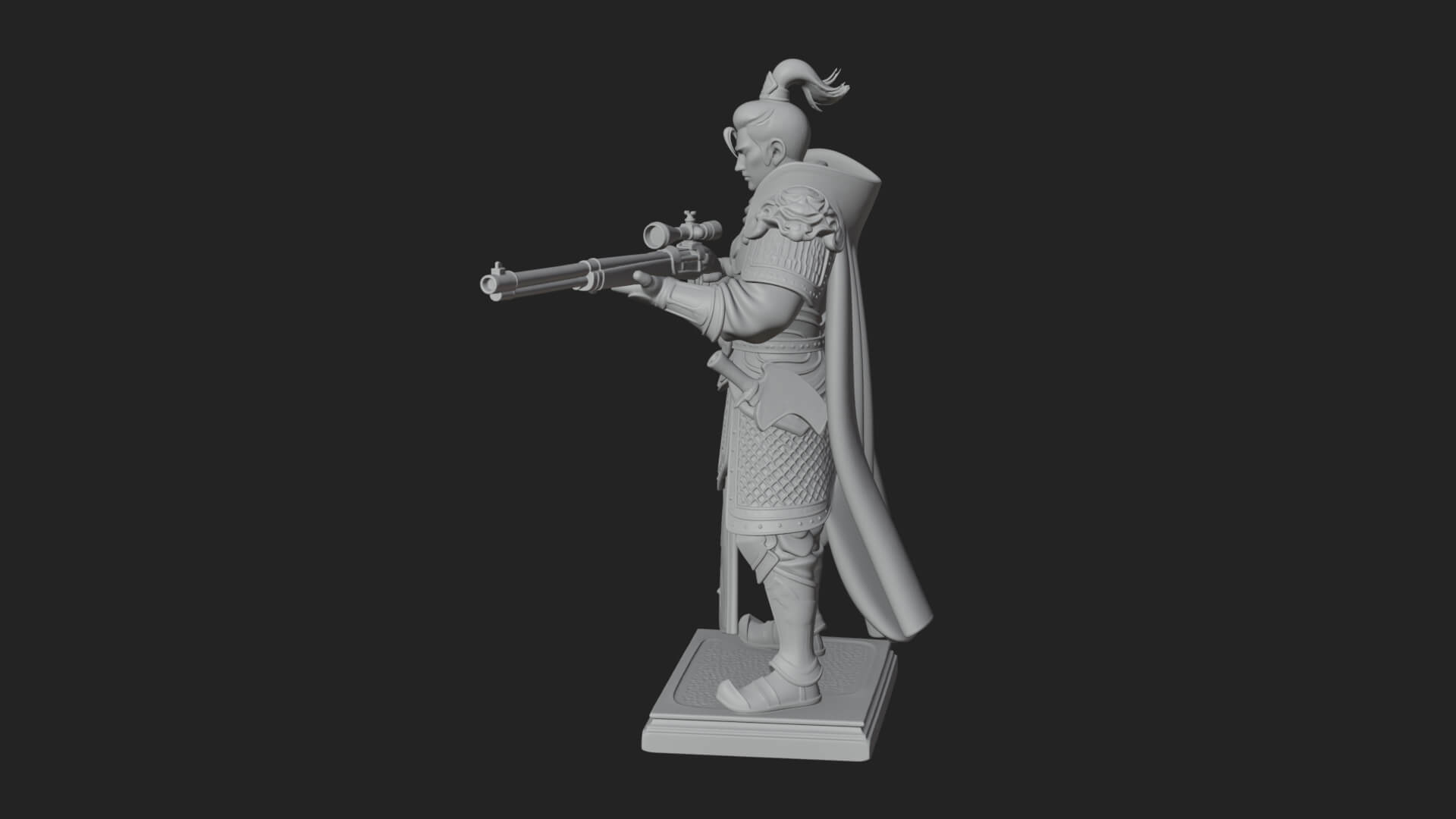 Robed Marksman with Musket Statue Design 6 3D Print Model 3D Model