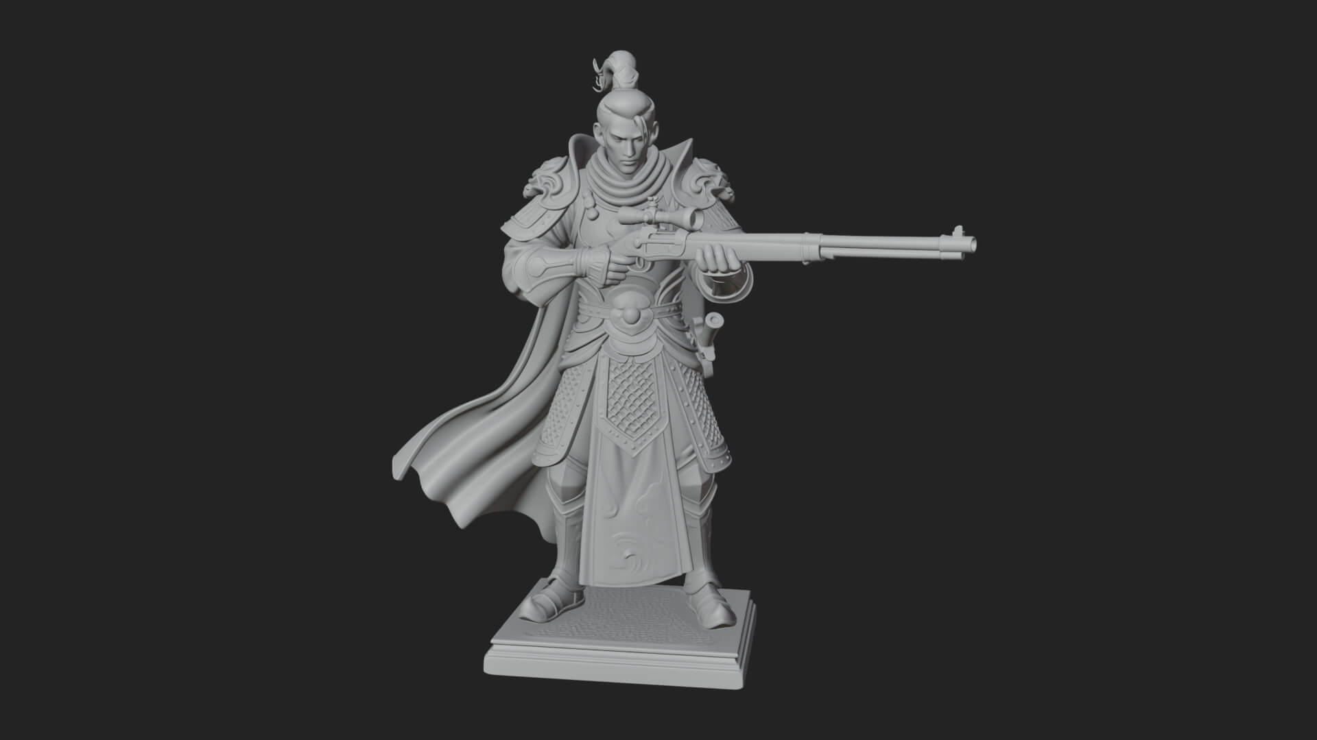 Robed Marksman with Musket Statue Design 6 3D Print Model 3D Model