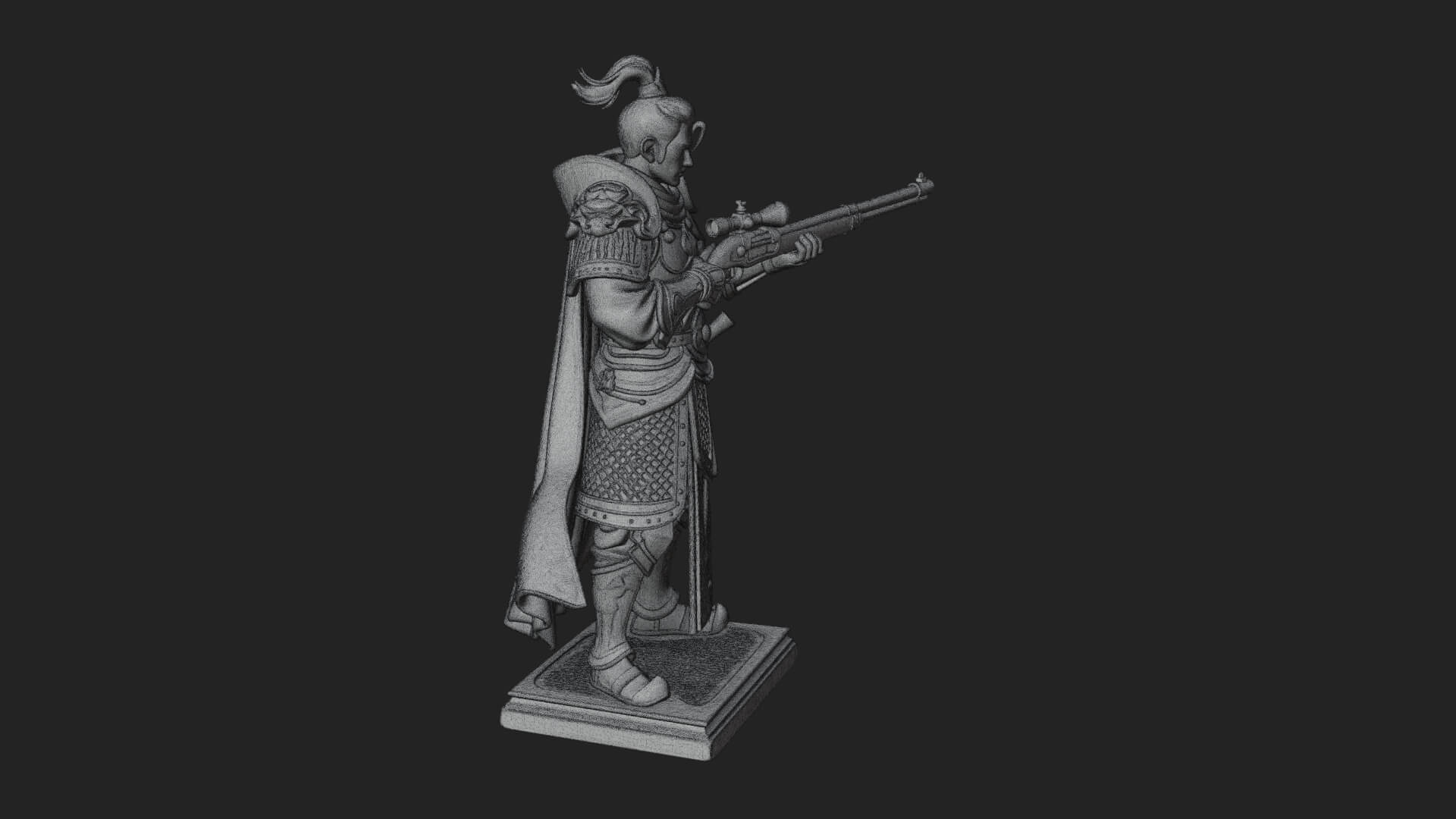 Robed Marksman with Musket Statue Design 6 3D Print Model 3D Model
