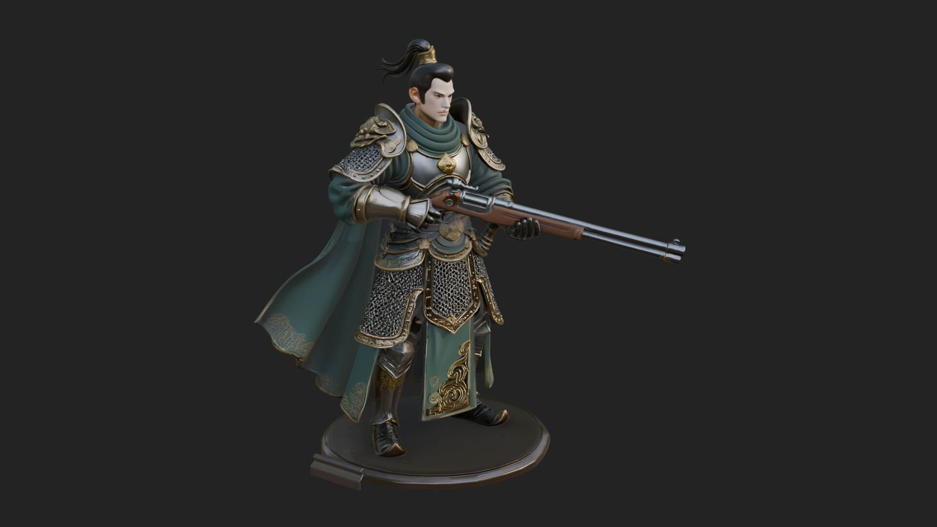 Robed Marksman with Musket Statue Design 7 3D Print Model 3D Model