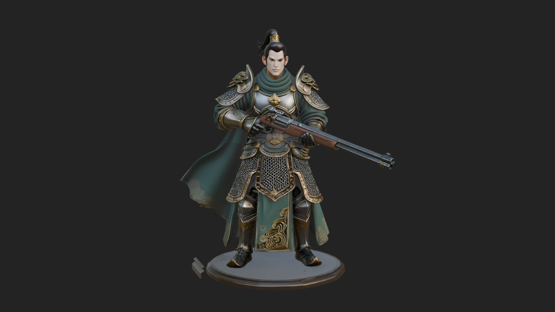 Robed Marksman with Musket Statue Design 7 3D Print Model 3D Model