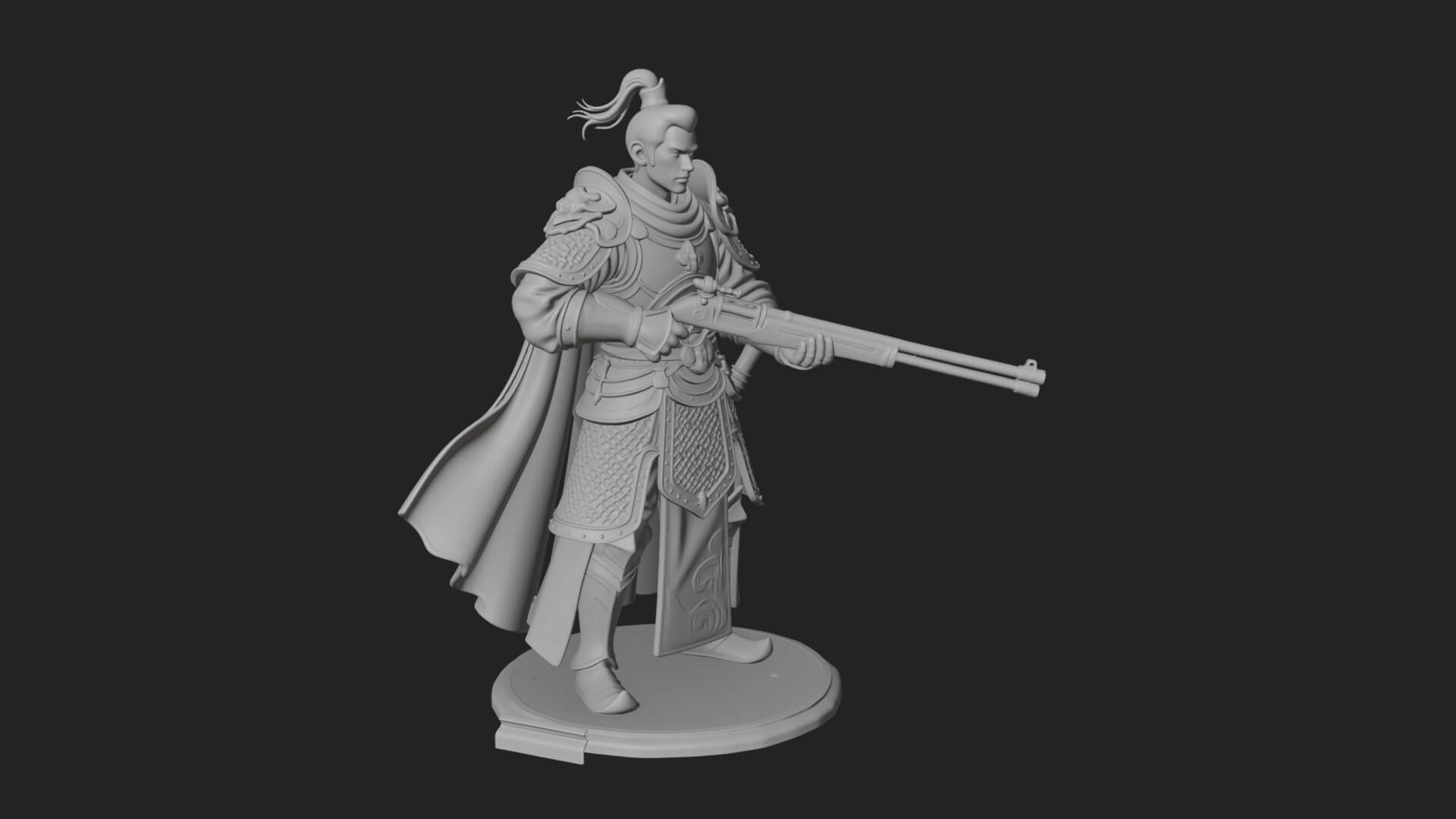 Robed Marksman with Musket Statue Design 7 3D Print Model 3D Model