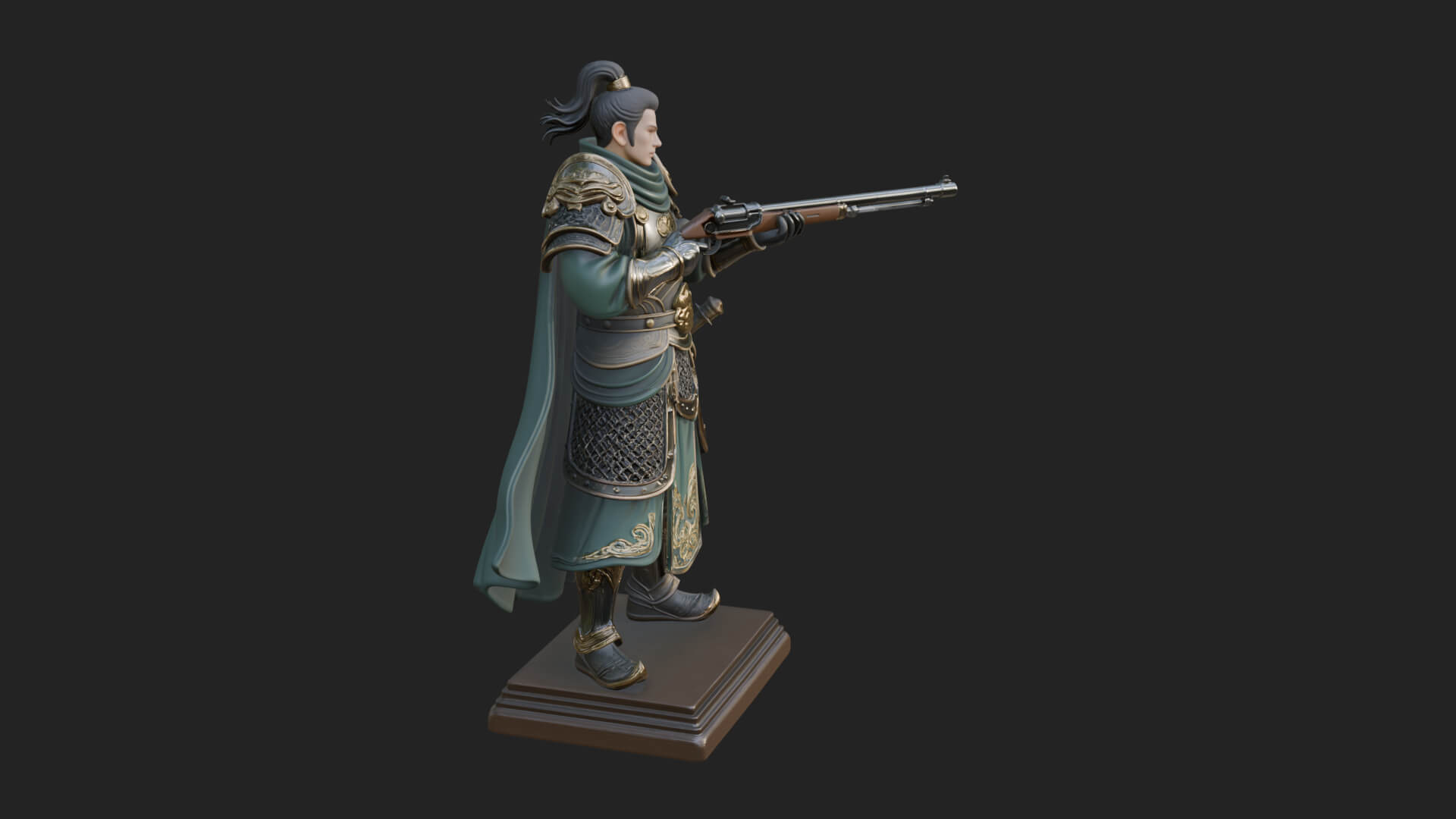 Robed Marksman with Musket Statue Design 8 3D Print Model 3D Model