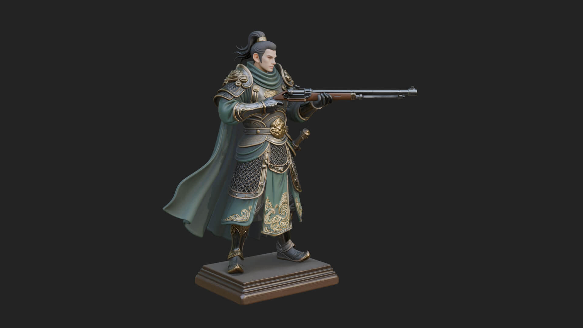 Robed Marksman with Musket Statue Design 8 3D Print Model 3D Model