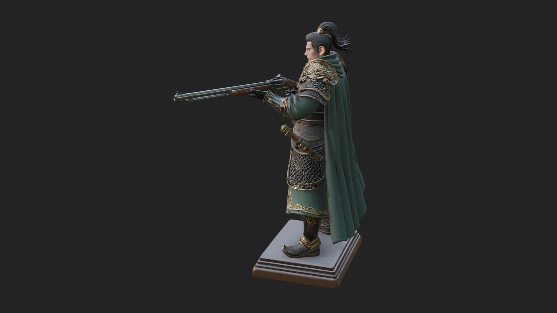 Robed Marksman with Musket Statue Design 8 3D Print Model 3D Model