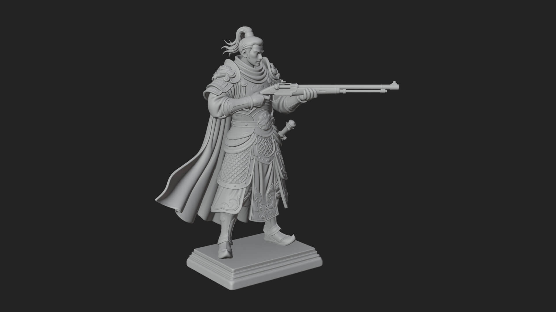 Robed Marksman with Musket Statue Design 8 3D Print Model 3D Model