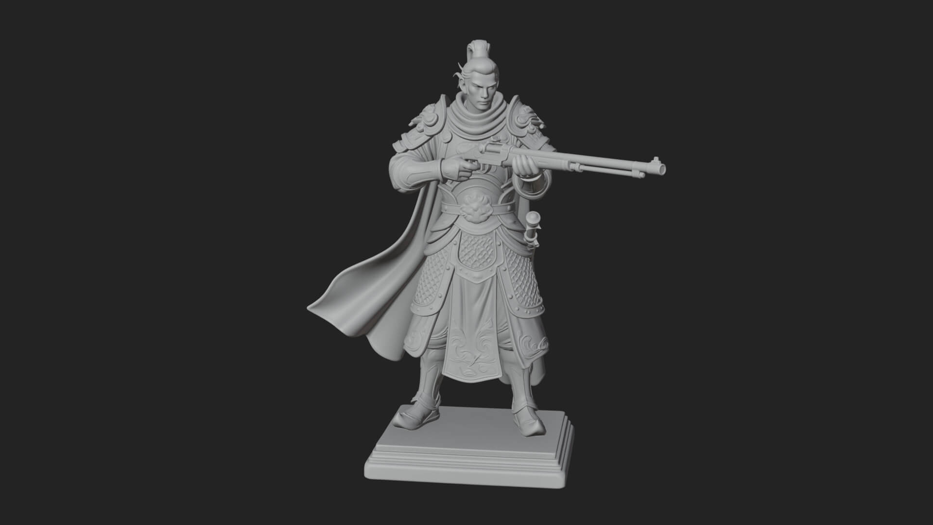 Robed Marksman with Musket Statue Design 8 3D Print Model 3D Model