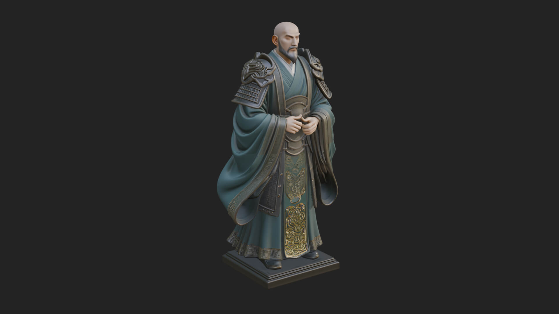 Robed Master Standing Statue Design 4 3D Print Model 3D Model