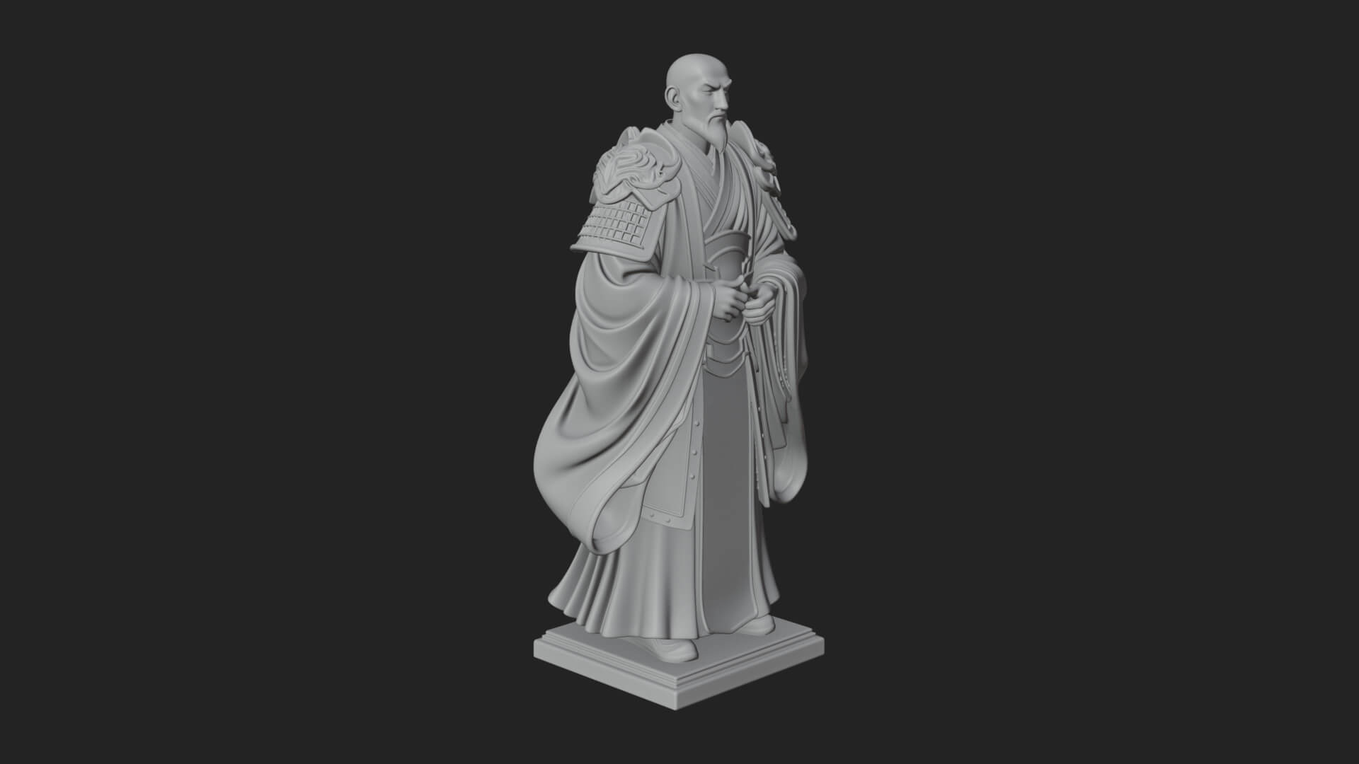 Robed Master Standing Statue Design 4 3D Print Model 3D Model