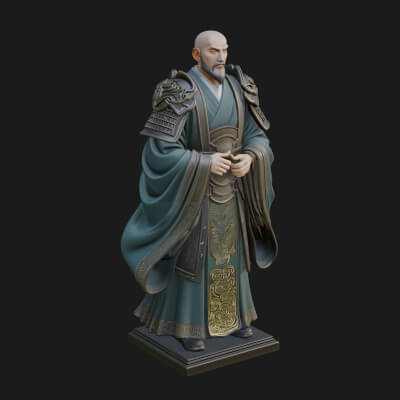 Robed Master Standing Statue Design 4 3D Print Model