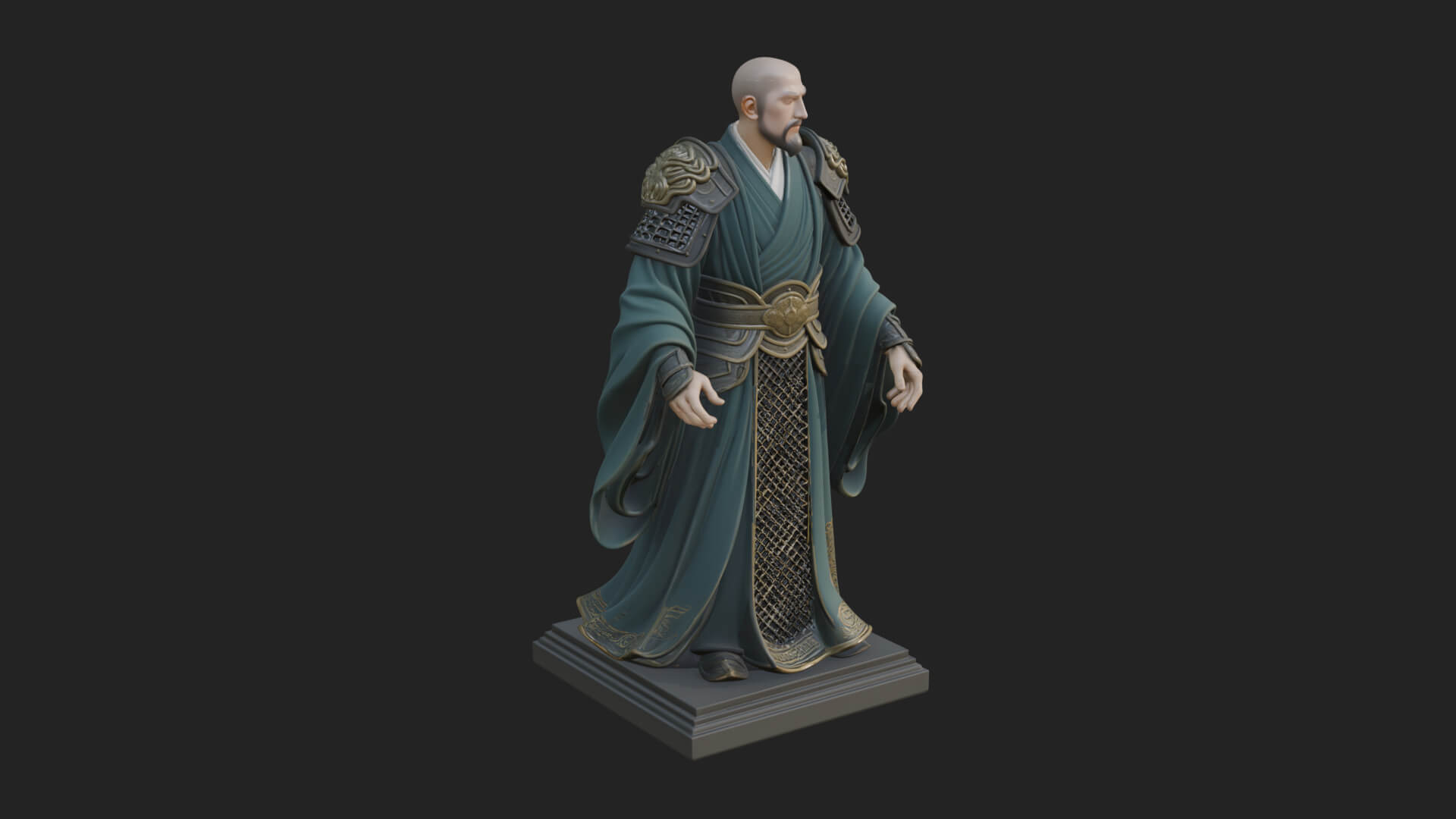 Robed Master Standing Statue Design 5 3D Print Model 3D Model