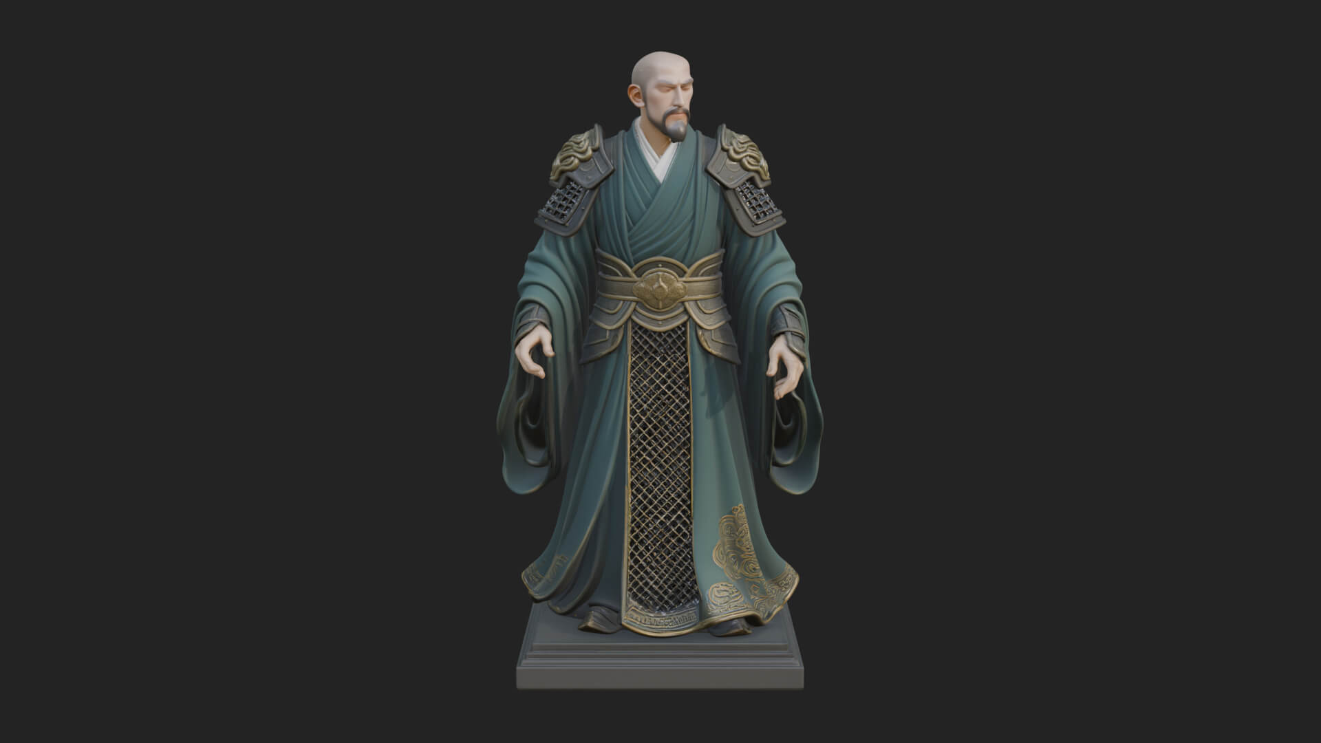 Robed Master Standing Statue Design 5 3D Print Model 3D Model