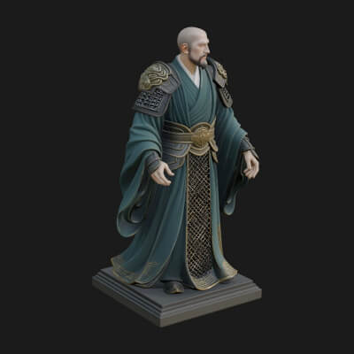 Robed Master Standing Statue Design 5 3D Print Model