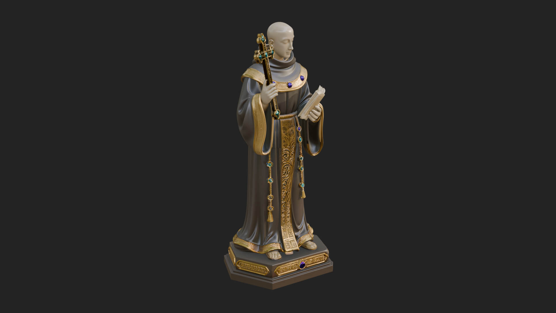 Robed Monk Saint Statue Design 1 3D Print Model 3D Model