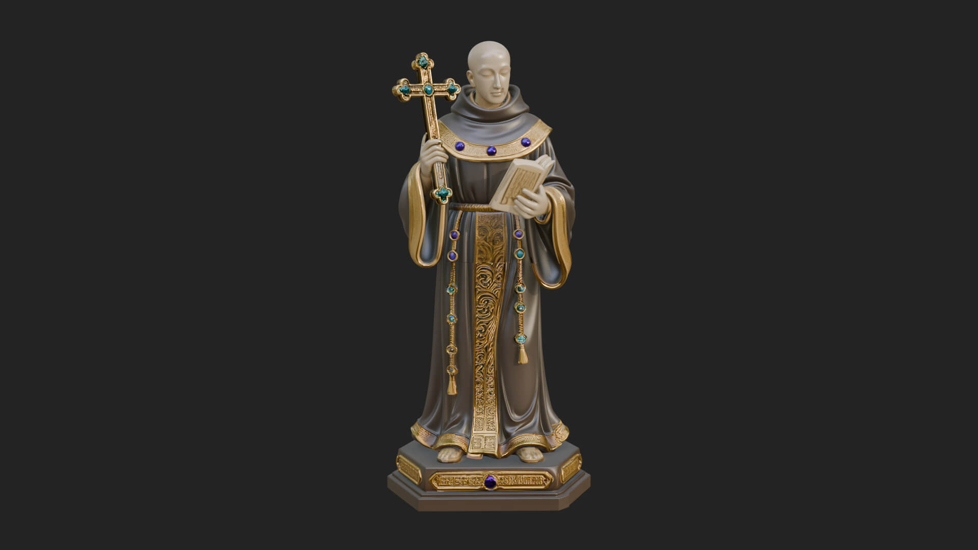 Robed Monk Saint Statue Design 1 3D Print Model 3D Model
