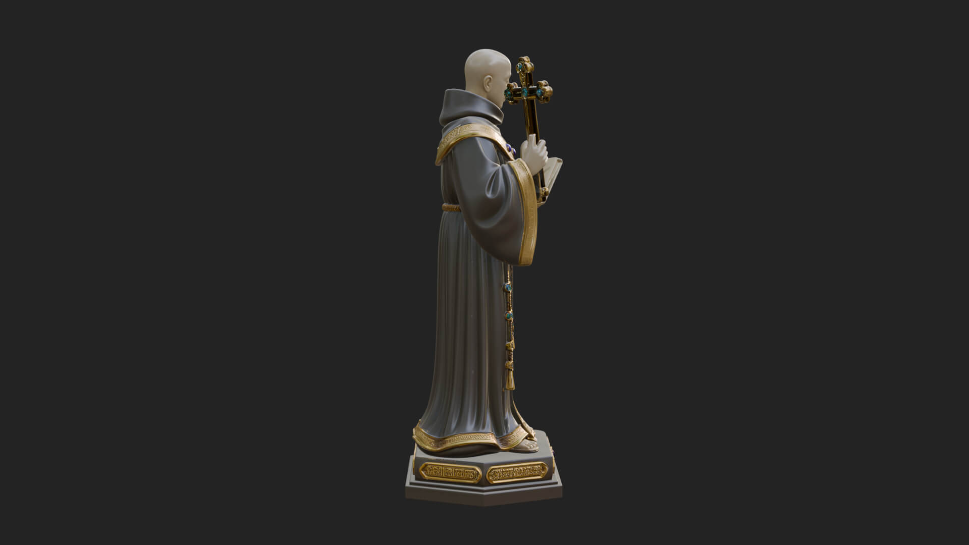 Robed Monk Saint Statue Design 1 3D Print Model 3D Model