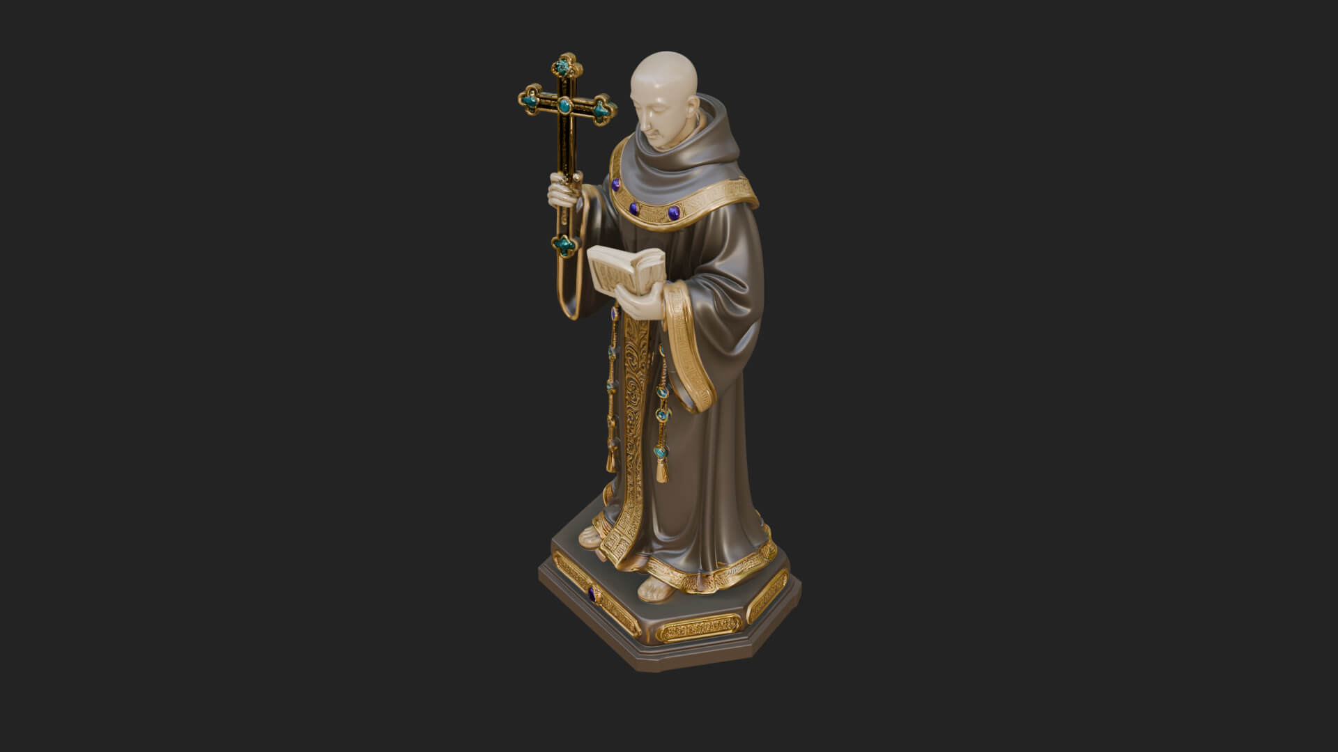 Robed Monk Saint Statue Design 1 3D Print Model 3D Model