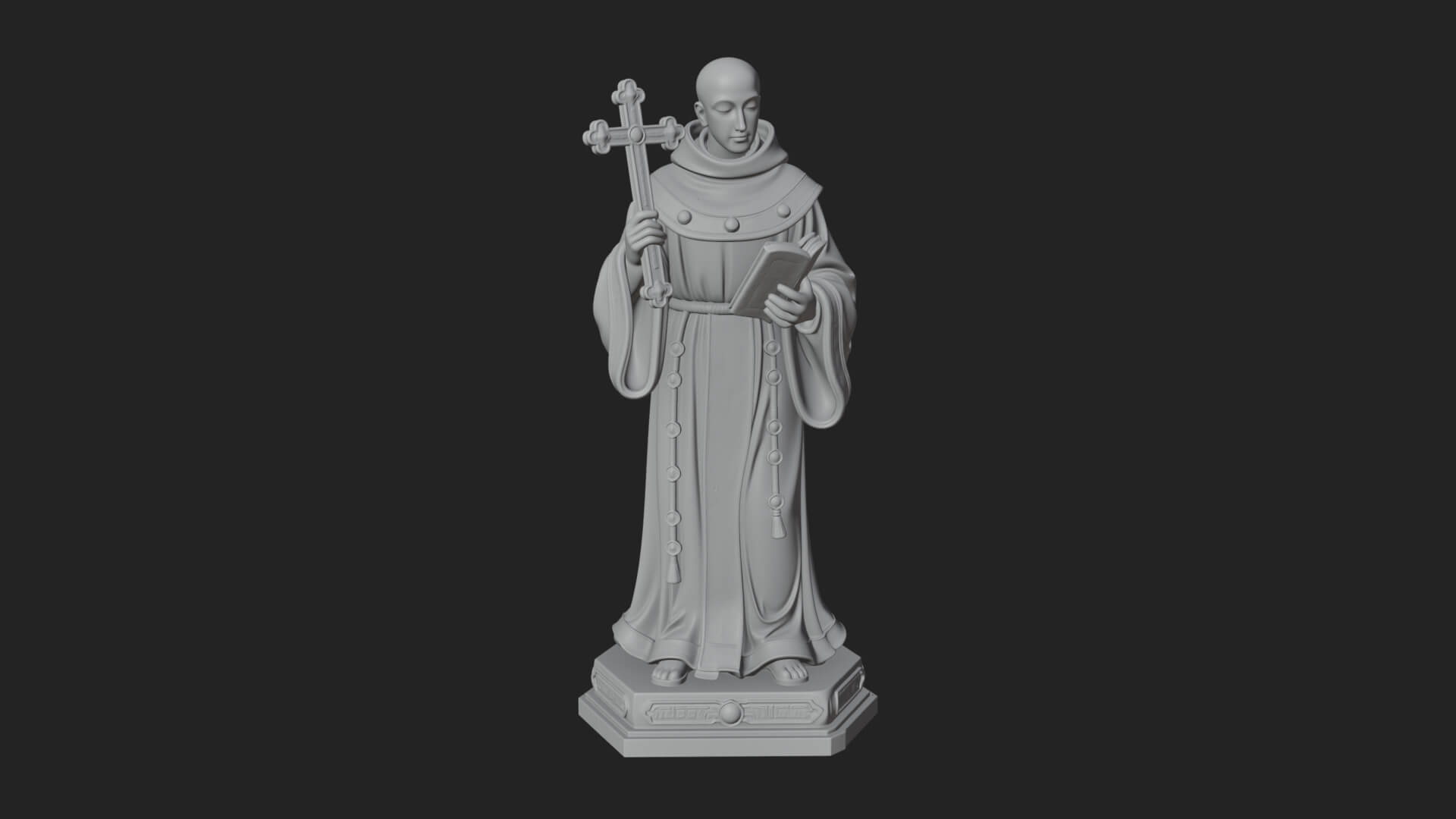 Robed Monk Saint Statue Design 1 3D Print Model 3D Model