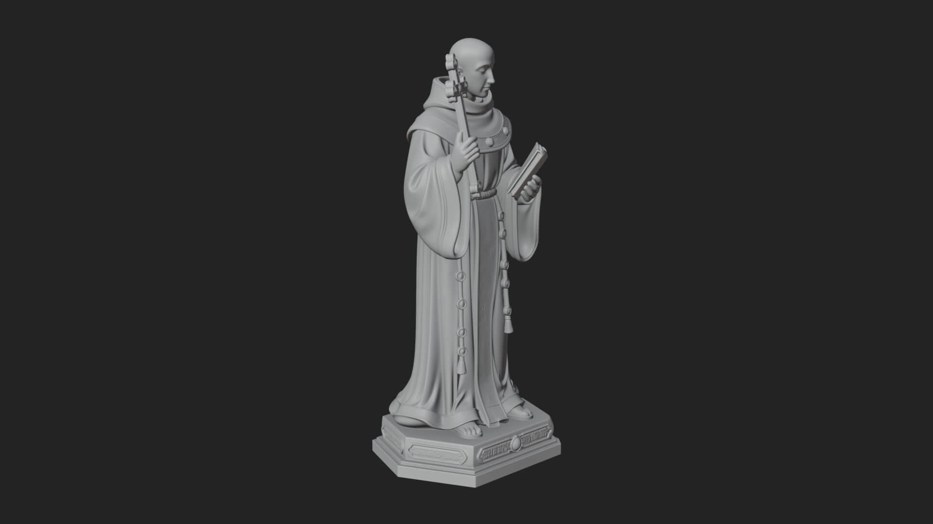 Robed Monk Saint Statue Design 1 3D Print Model 3D Model