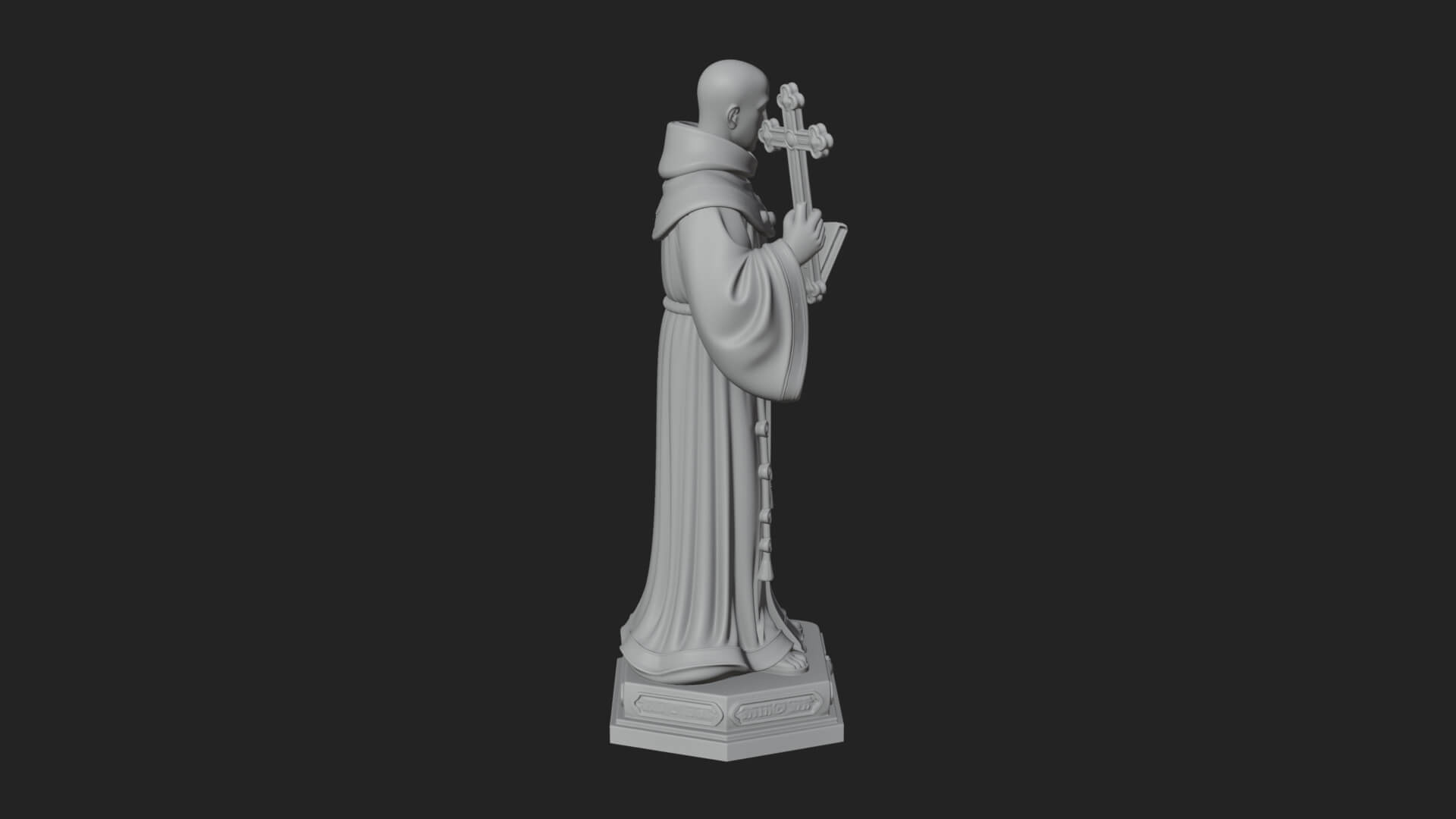 Robed Monk Saint Statue Design 1 3D Print Model 3D Model