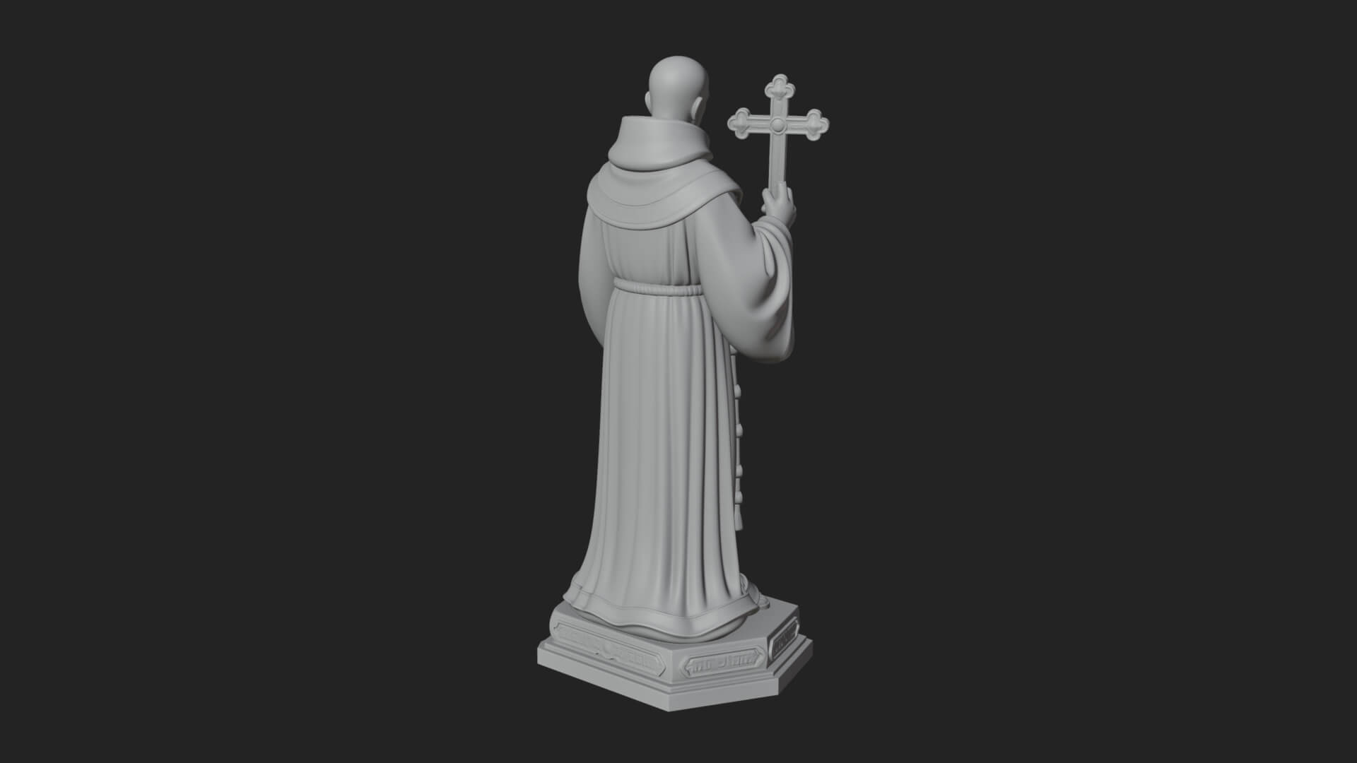 Robed Monk Saint Statue Design 1 3D Print Model 3D Model
